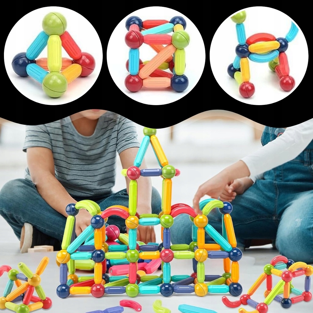 VELKÉ MAGNETICKÉ STAVEBNÍ VZDĚLÁVACÍ STAVEBNICE TYČINKY XXL 120 EL Druh sada