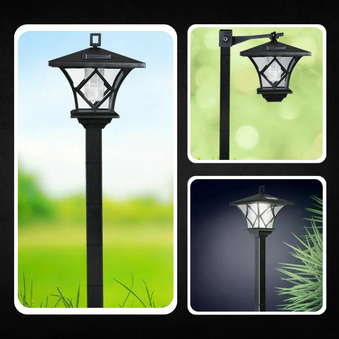 VELKÁ SOLÁRNÍ LAMPA 155 CM ZAHRADNÍ S DRŽÁKEM 2v1 PRO ZAHRADU POCHODEŇ Další funkce zapínač/vypínač voděodolnost