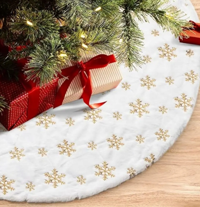 KOBEREC POD VÁNOČNÍ STROMEČEK PODLOŽKA BÍLÁ HVĚZDIČKY ZLATÝ KOBEREC 116 CM JAKO DÁREK Motiv nevztahuje se