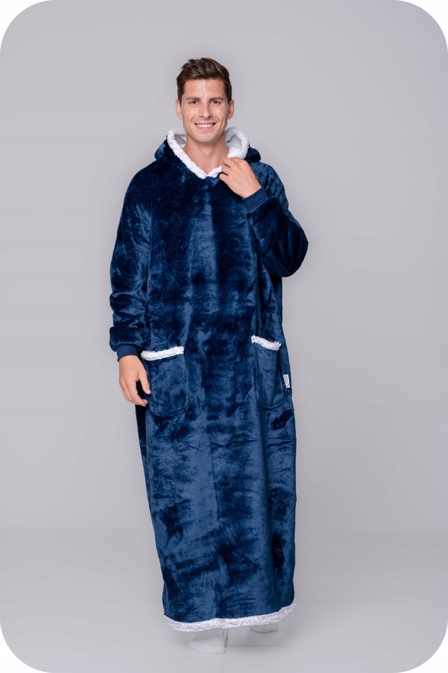 DEKA oversize mikina na kotníky Tlustá MIKINOVÁ DEKA XXL TMAVĚ MODRÁ Kožíšek Kapuce EAN (GTIN) 6915065499086