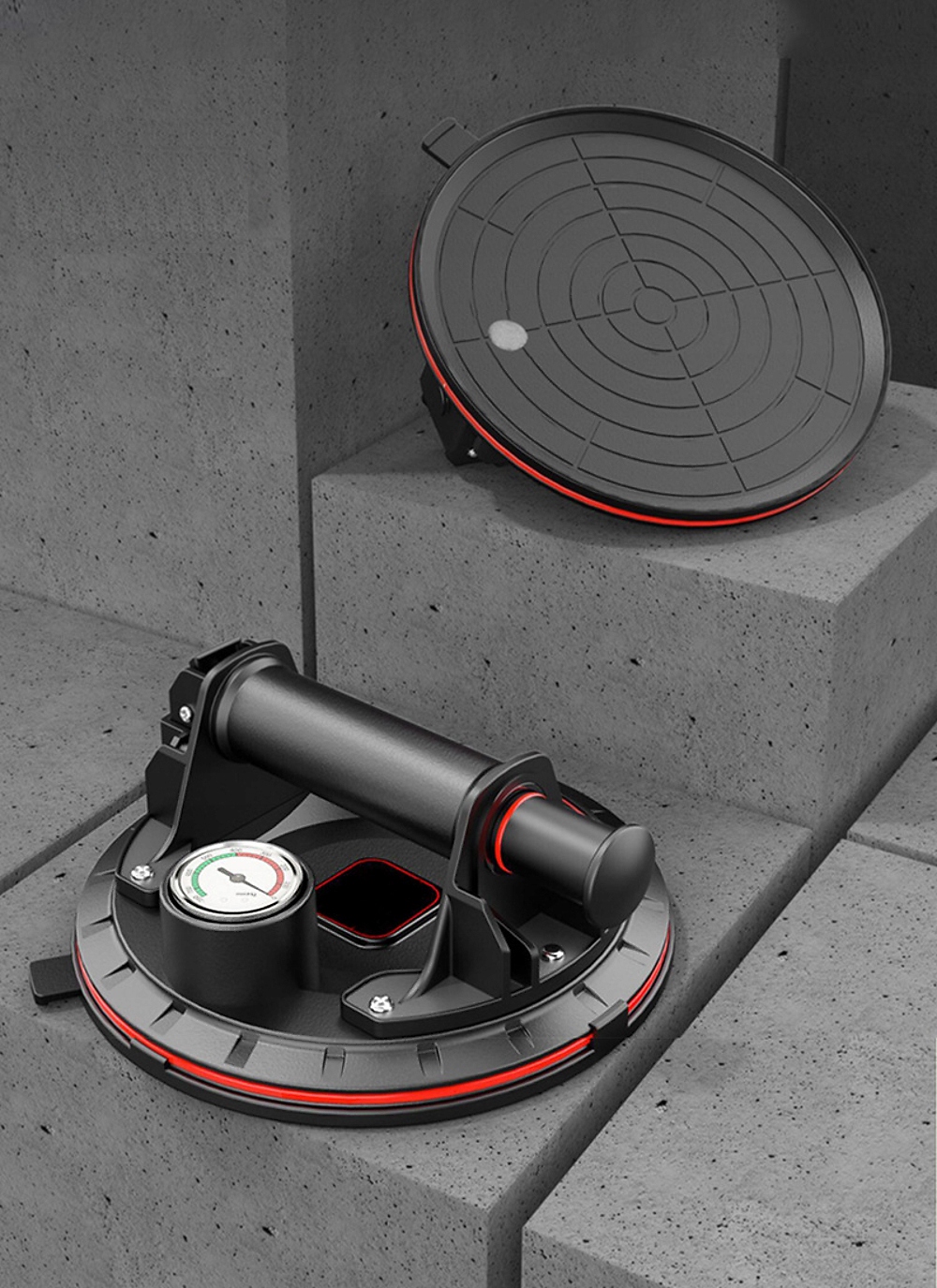 DRŽÁK PŘÍSAVKA S MANOMETREM A PUMPIČKOU NA GLAZURU DLAŽDIC MECHANICKÝ 300 KG Kód výrobce mix116 przyssawka płytek do kafli