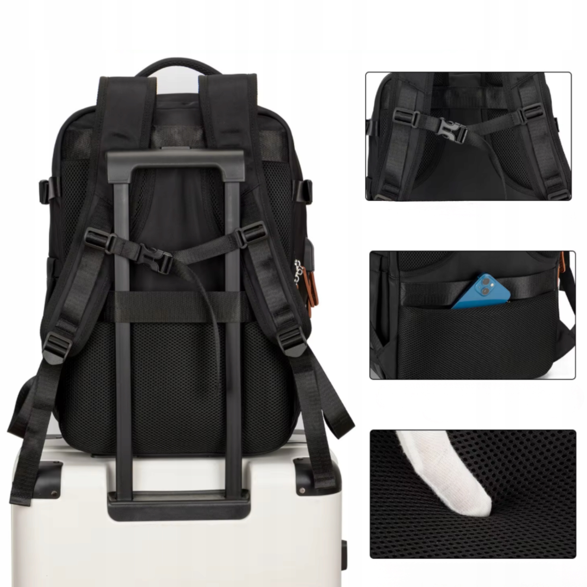 Batoh Příruční zavazadlo pro letadlo 45x30x20 LOT Lufthansa EasyJet USB na botu Model Podróżny