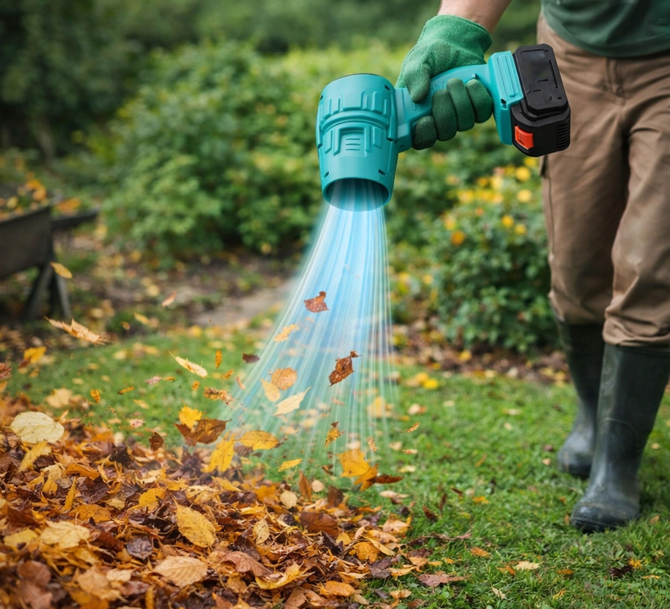 AKUMULÁTOROVÁ FOUKAČ NA SNĚHOVÉ LISTÍ 21V 300W Výkonnost 2 m3/min
