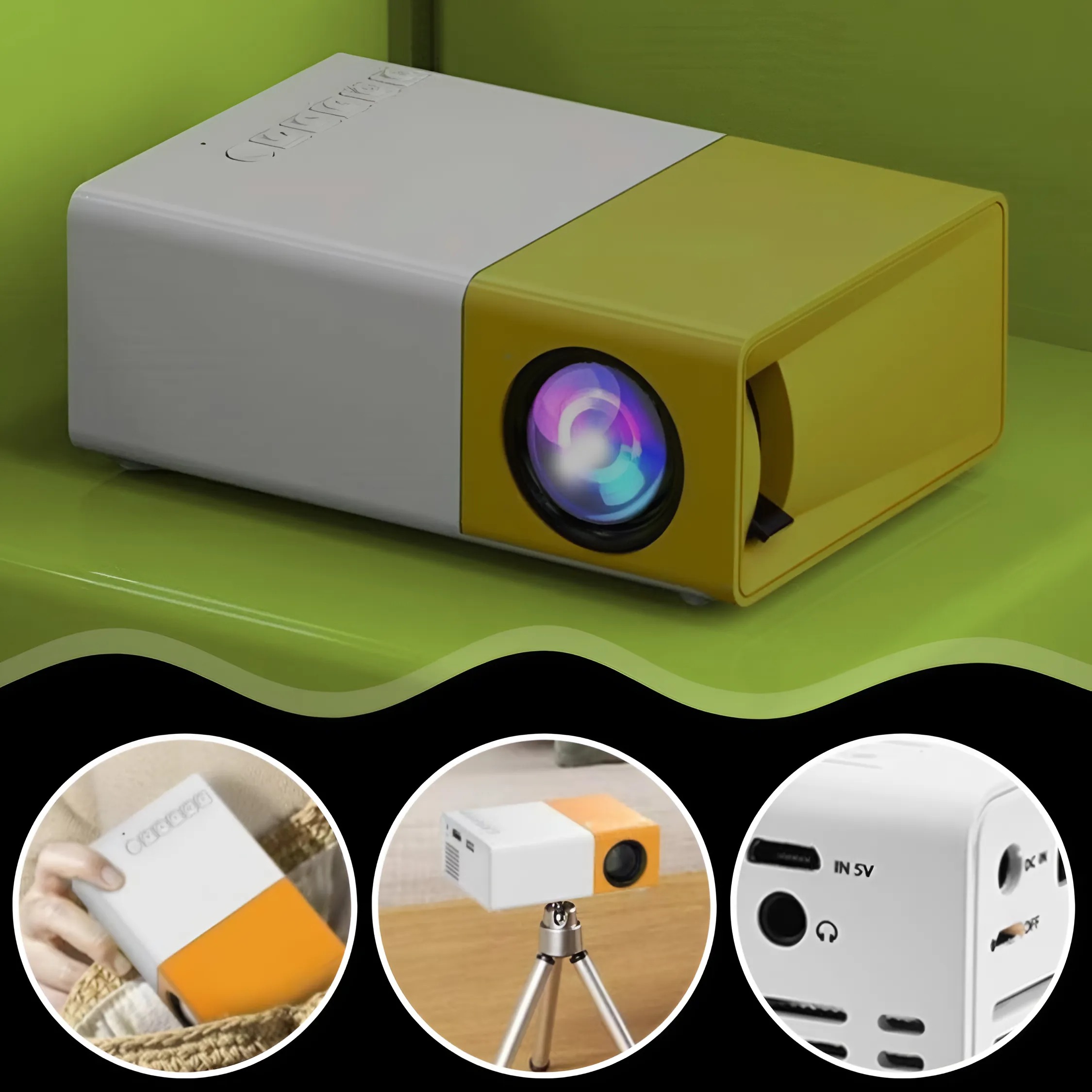 PŘENOSNÝ PROJEKTOR MINI LED FULL HD PRO KINO DOMA POHÁDKOVÉ FILMY Barva bílá