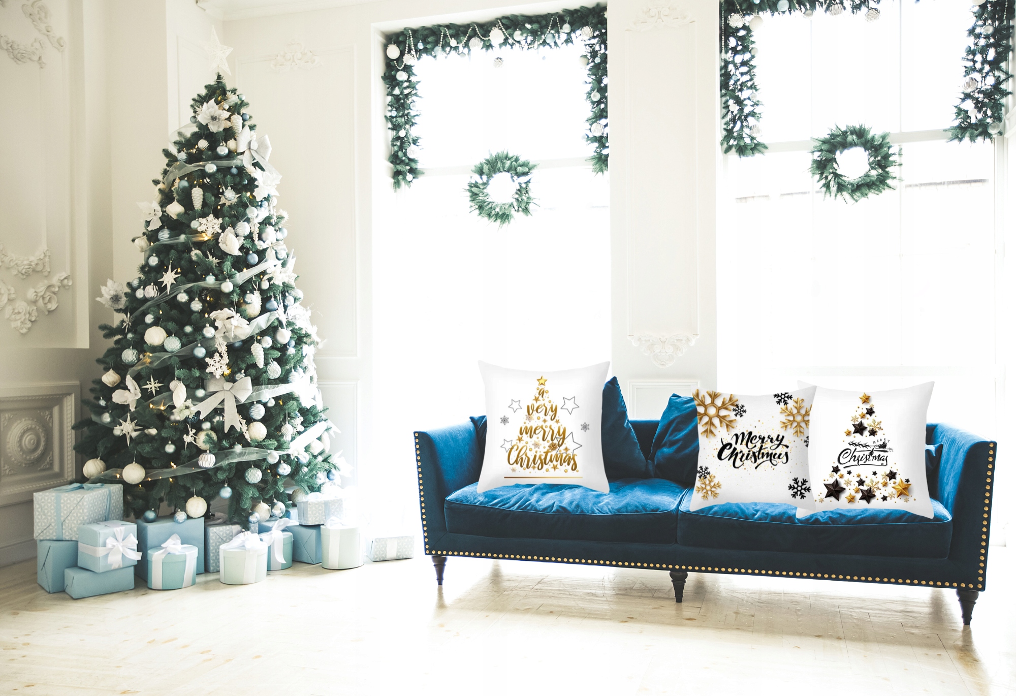 4x SET POVLAK NA POLŠTÁŘ VÁNOČNÍ POVLEČENÍ VÁNOČNÍ 40X40 Šířka výrobku 40 cm