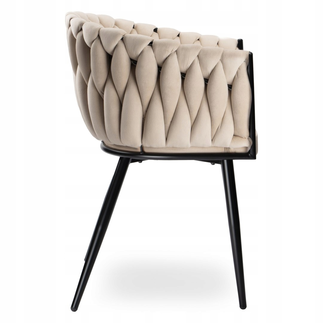 Velurové pletené křeslo COFTON BLACK VELVET, béžová barva Výška nábytku 80 cm