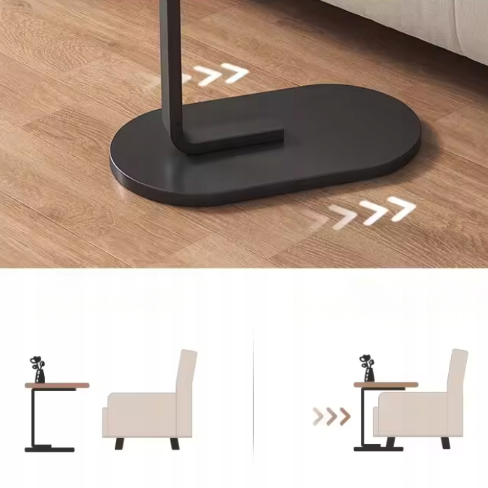 NASTAVITELNÝ BOČNÍ NOČNÍ POMOCNÝ KONFERENČNÍ STOLEK LOFT ČERNÝ PRO NOTEBOOK Šířka nábytku 30 cm