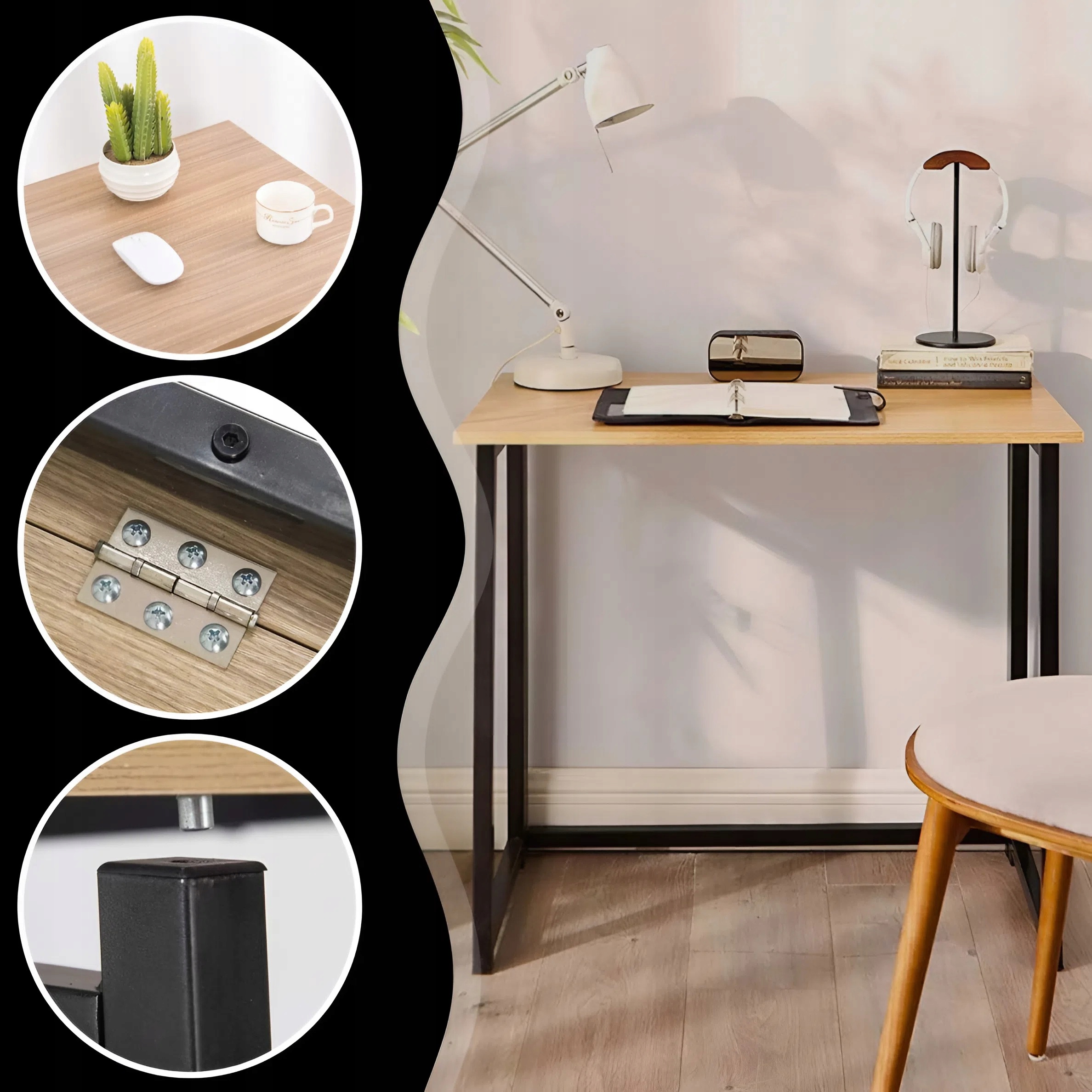 SKLÁDACÍ STŮL DO POKOJE, HNĚDÝ, MODERNÍ POČÍTAČOVÝ STŮL, UNIVERZÁLNÍ Barva nábytku Hnědý dub