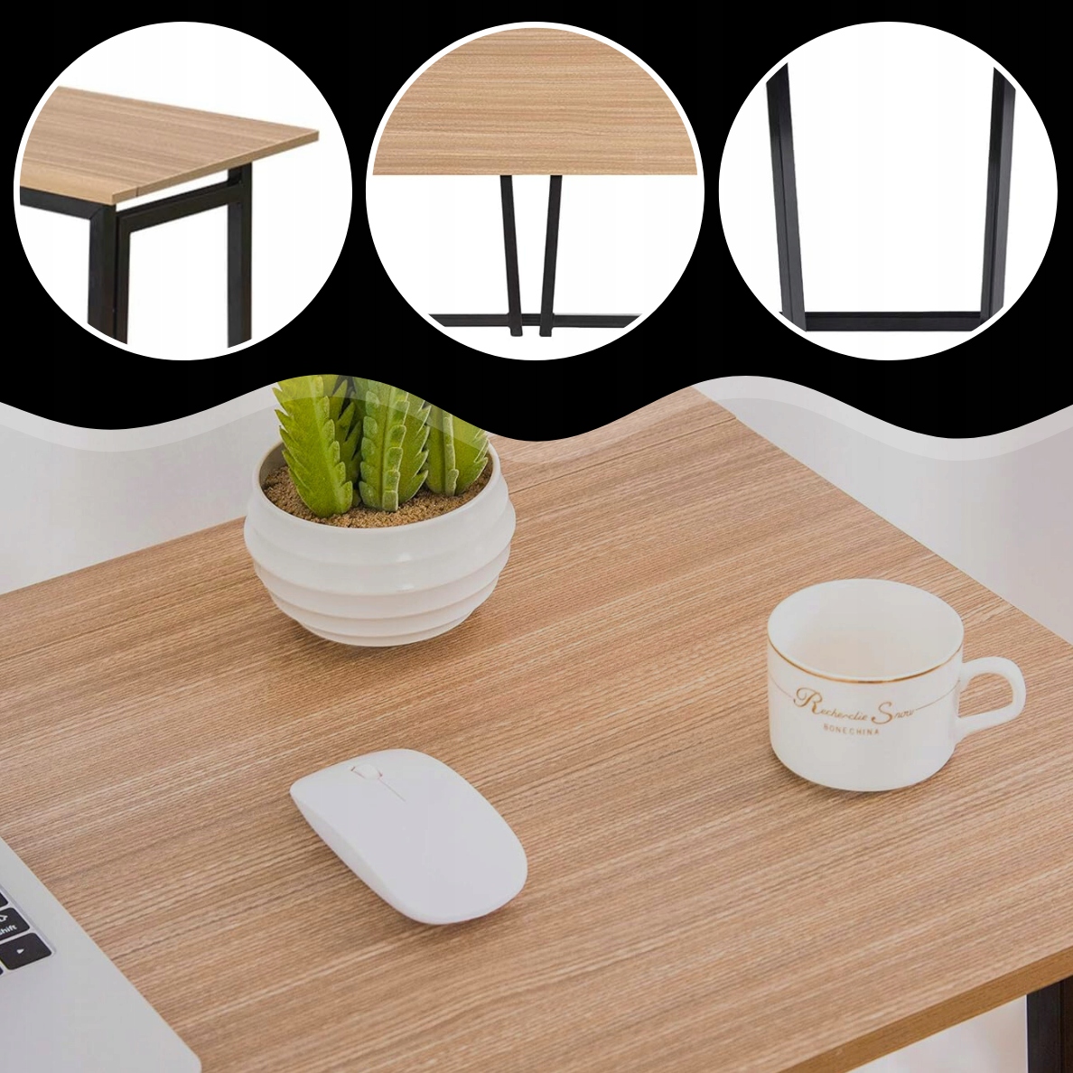 SKLÁDACÍ STŮL DO POKOJE, HNĚDÝ, MODERNÍ POČÍTAČOVÝ STŮL, UNIVERZÁLNÍ Tvar desky stolu obdélníkový