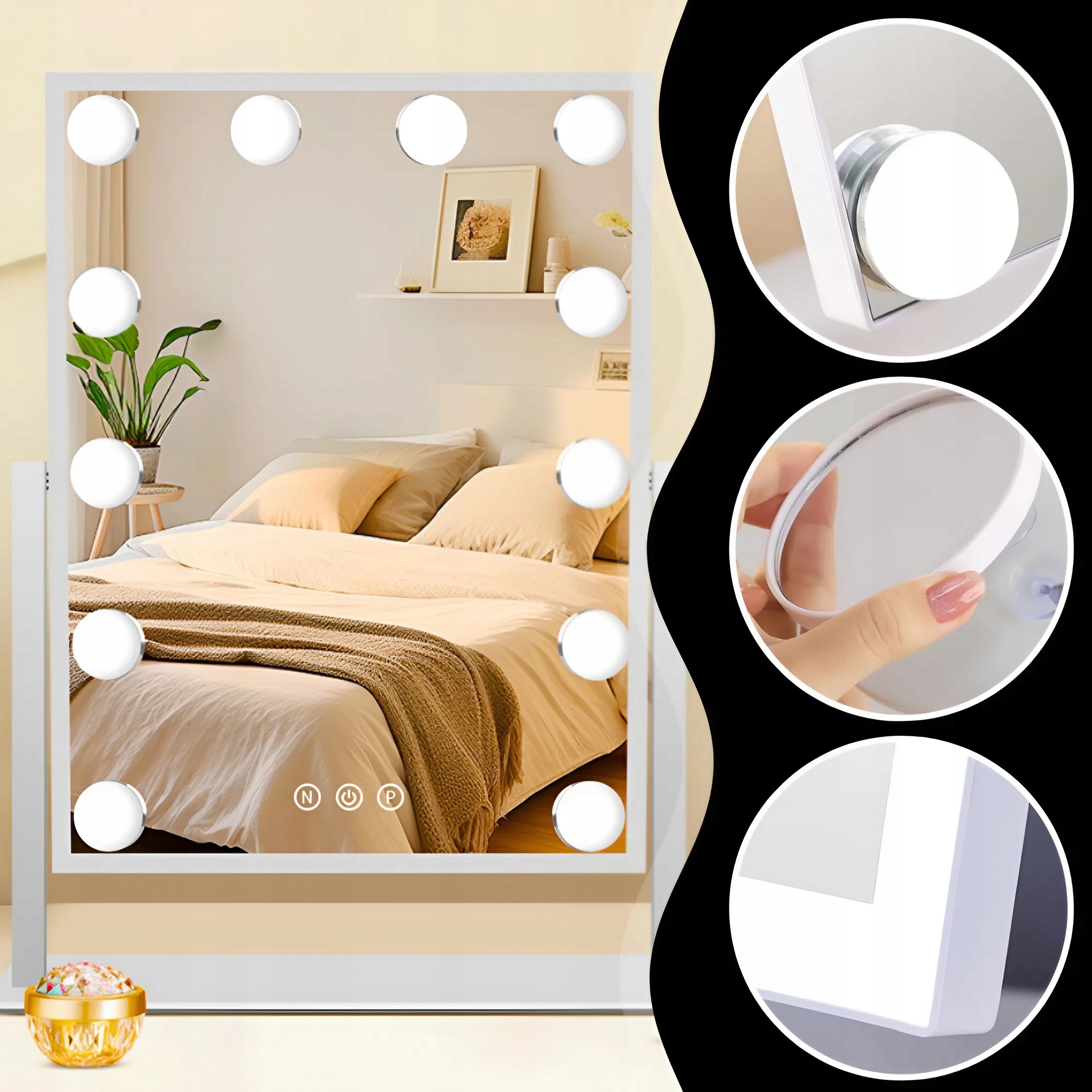 KOSMETICKÉ ZRCÁTKO HOLLYWOOD STOJÍCÍ ZRCADLO PRO LÍČENÍ LED 12 ŽÁROVEK Stav balení originální