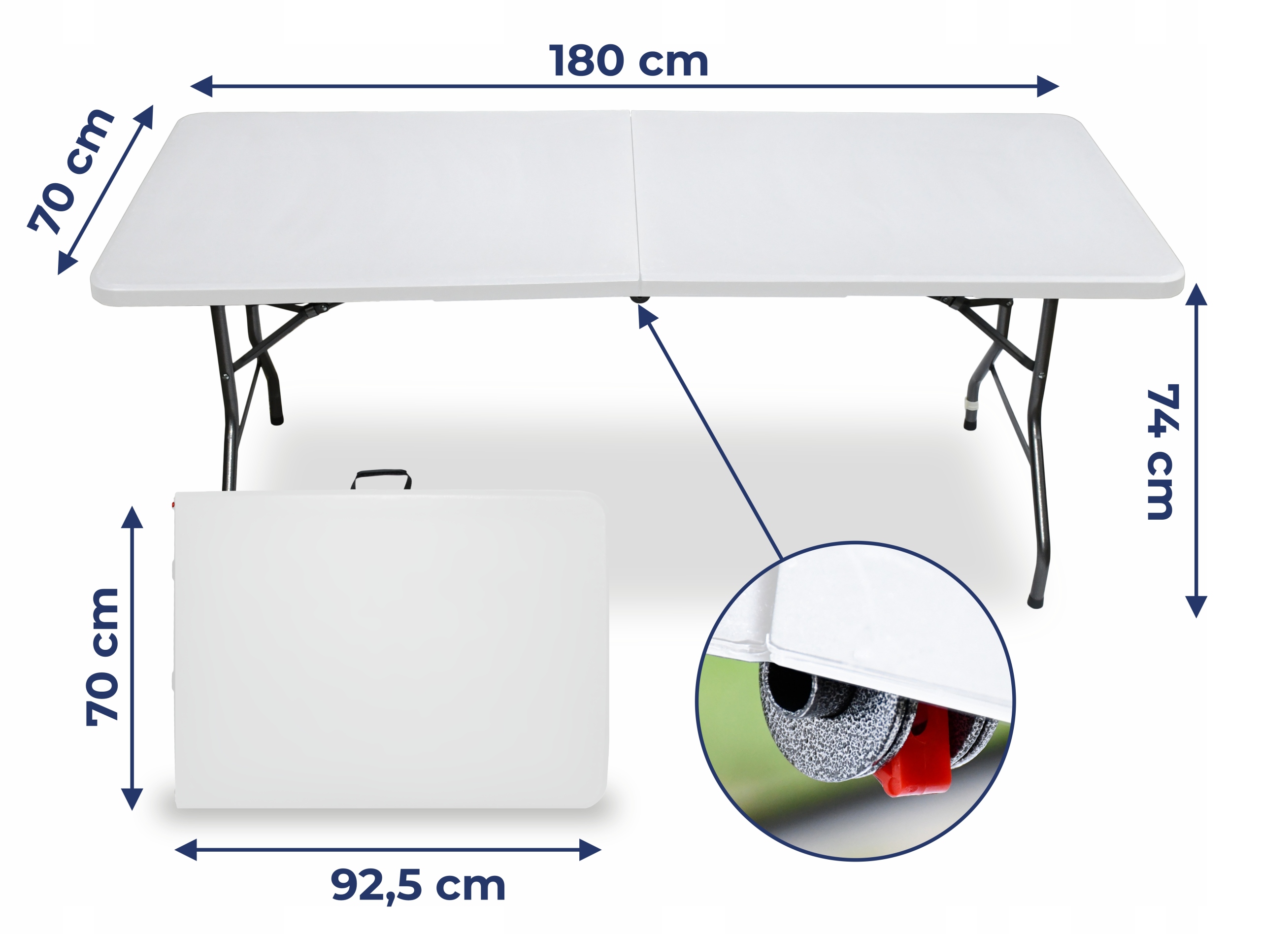 Skládací zahradní cateringový stůl 180 cm Banketový rozkládací kufr Kód výrobce SSB01