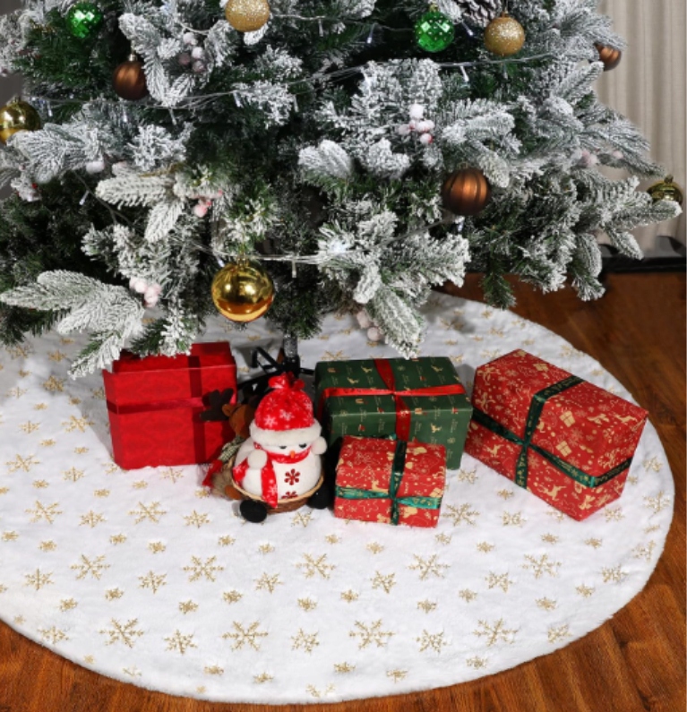 KOBEREC POD VÁNOČNÍ STROMEČEK PODLOŽKA BÍLÁ HVĚZDIČKY ZLATÝ KOBEREC 116 CM JAKO DÁREK Značka žádná značka