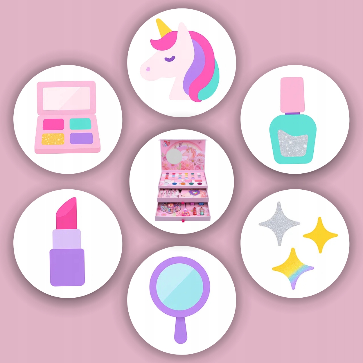 Skládací dětská kosmetická KUFŘÍK s jednorožcem, DÁREK líčicí korálky Značka MEMFLOW