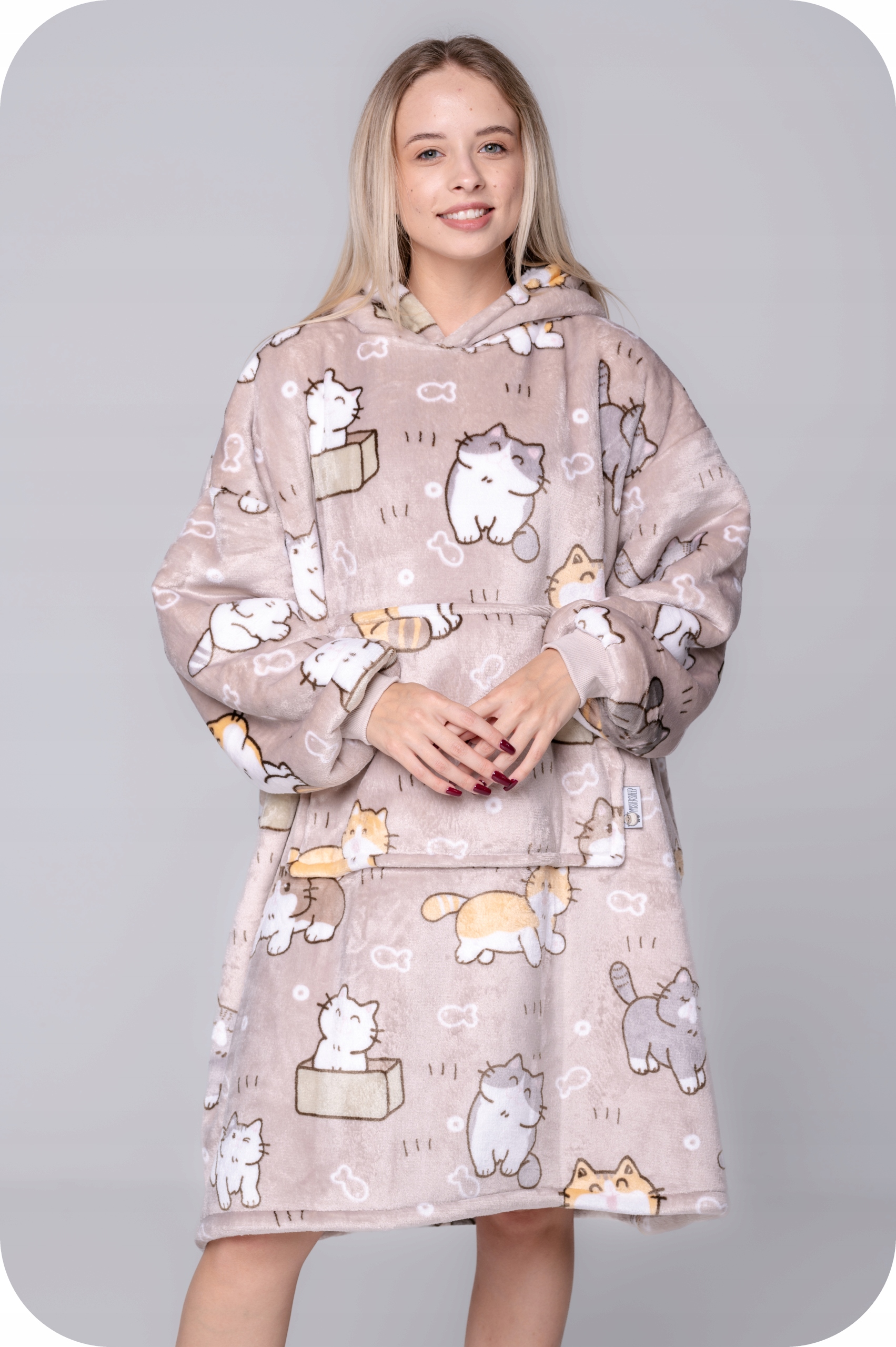 DEKA oversize mikina Tlustá MIKINOVÁ DEKA 2v1 XXL Vzor KOČKY Kožíšek Bluzo Deka Kód výrobce xoodk13