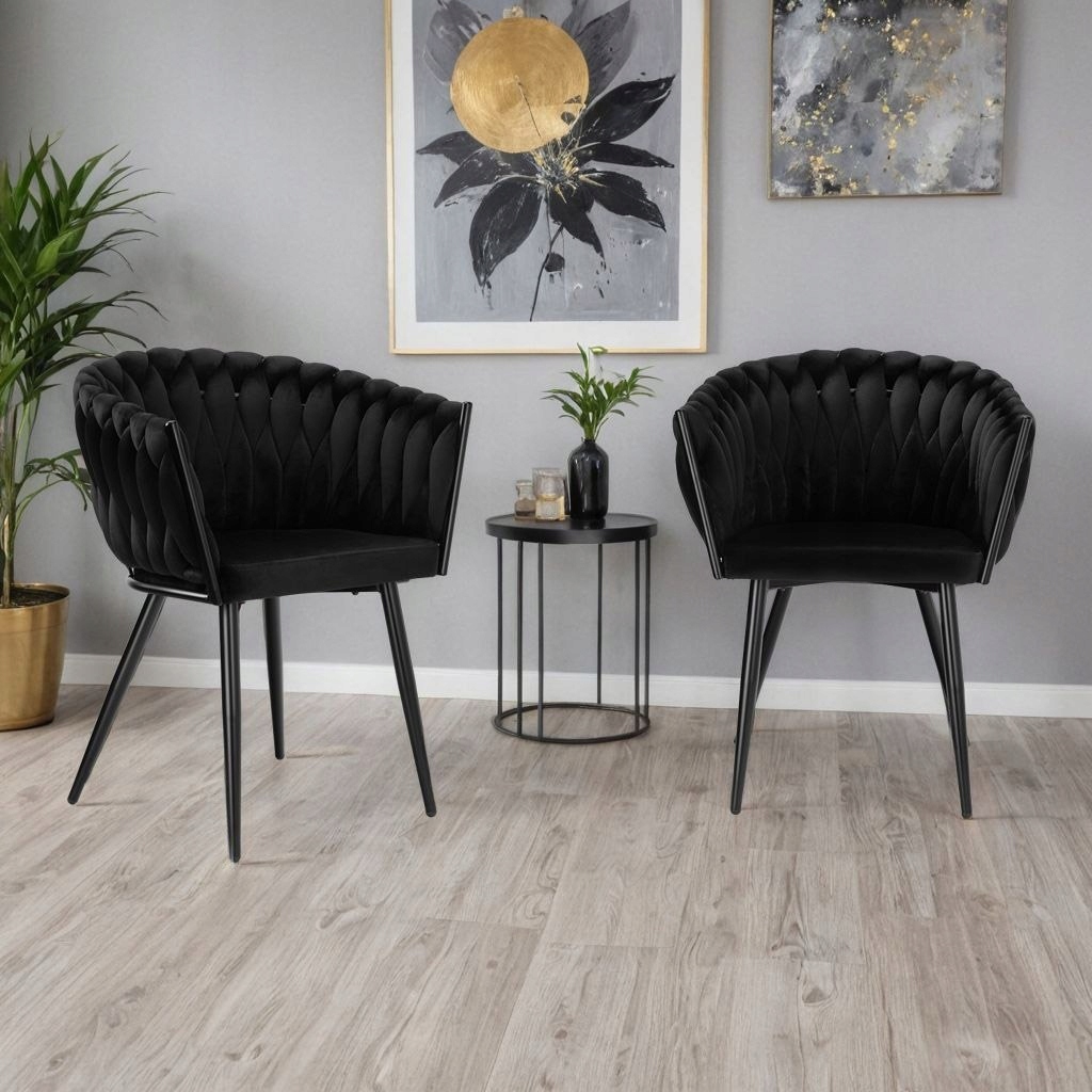 Velurové pletené křeslo COFTON BLACK VELVET, černé Značka eHokery