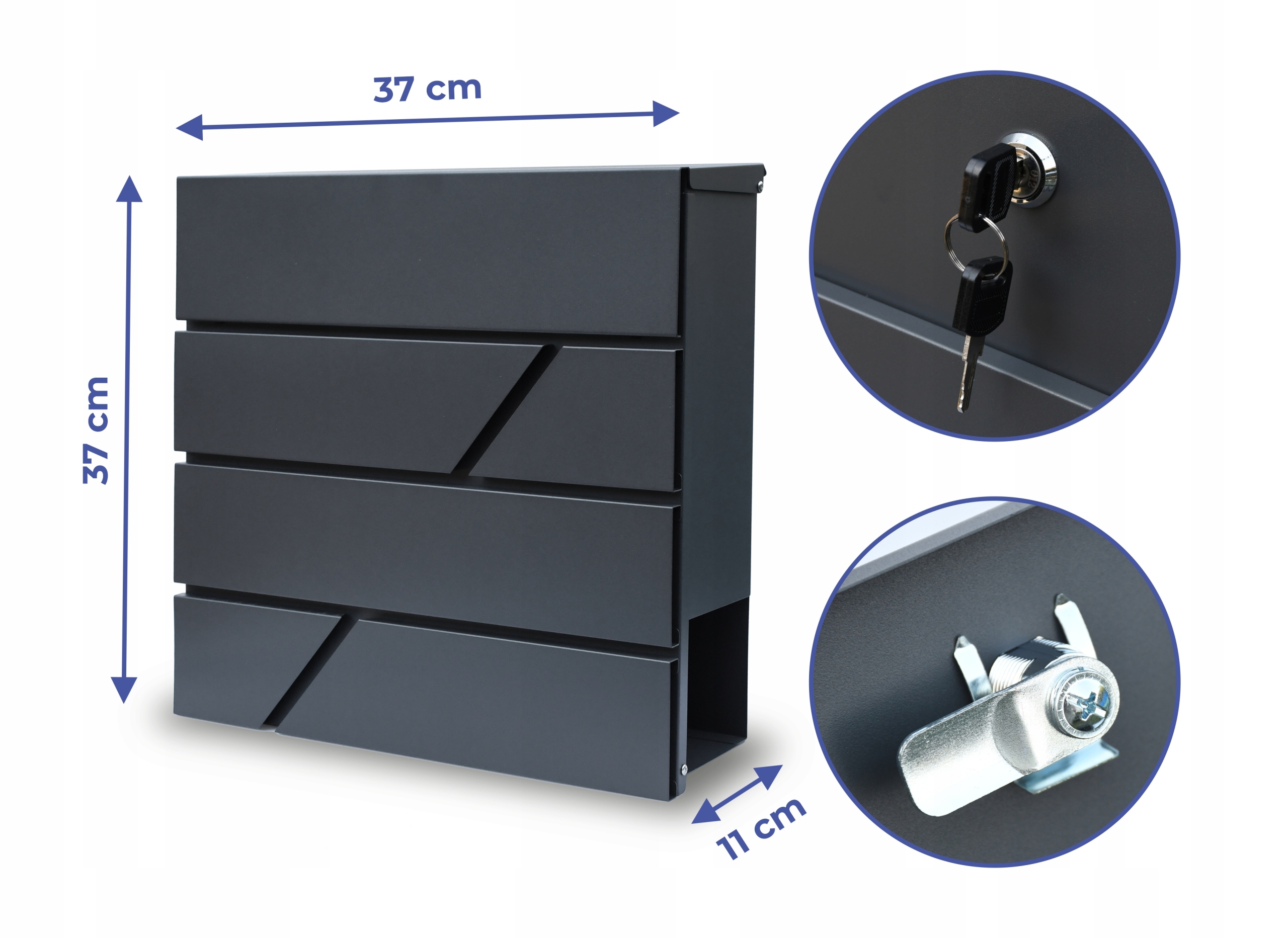 POŠTOVNÍ SCHRÁNKA na noviny ANTRACITOVÁ pošta do domu A4 Velká Váha výrobku včetně jednotkového obalu 3.7 kg