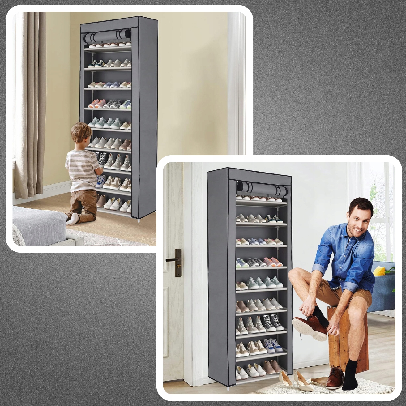 SKŘÍŇ NA BOTY TEXTILNÍ OBUV SKLÁDACÍ POLICE REGÁL PROSTORNÝ XXL Kód výrobce 13025848