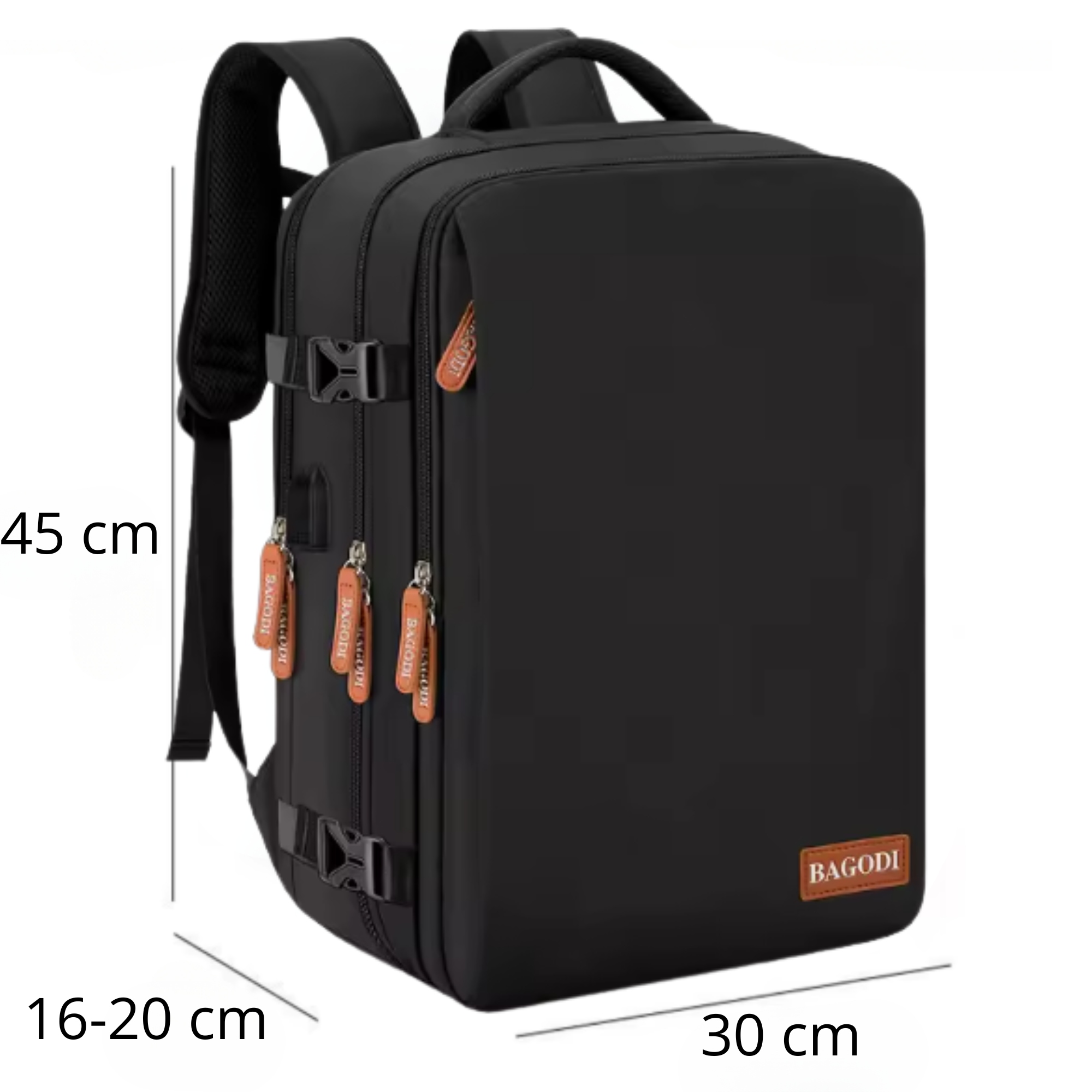 Batoh Příruční zavazadlo pro letadlo 45x30x20 LOT Lufthansa EasyJet USB na botu Hloubka (krátká strana) 20 cm