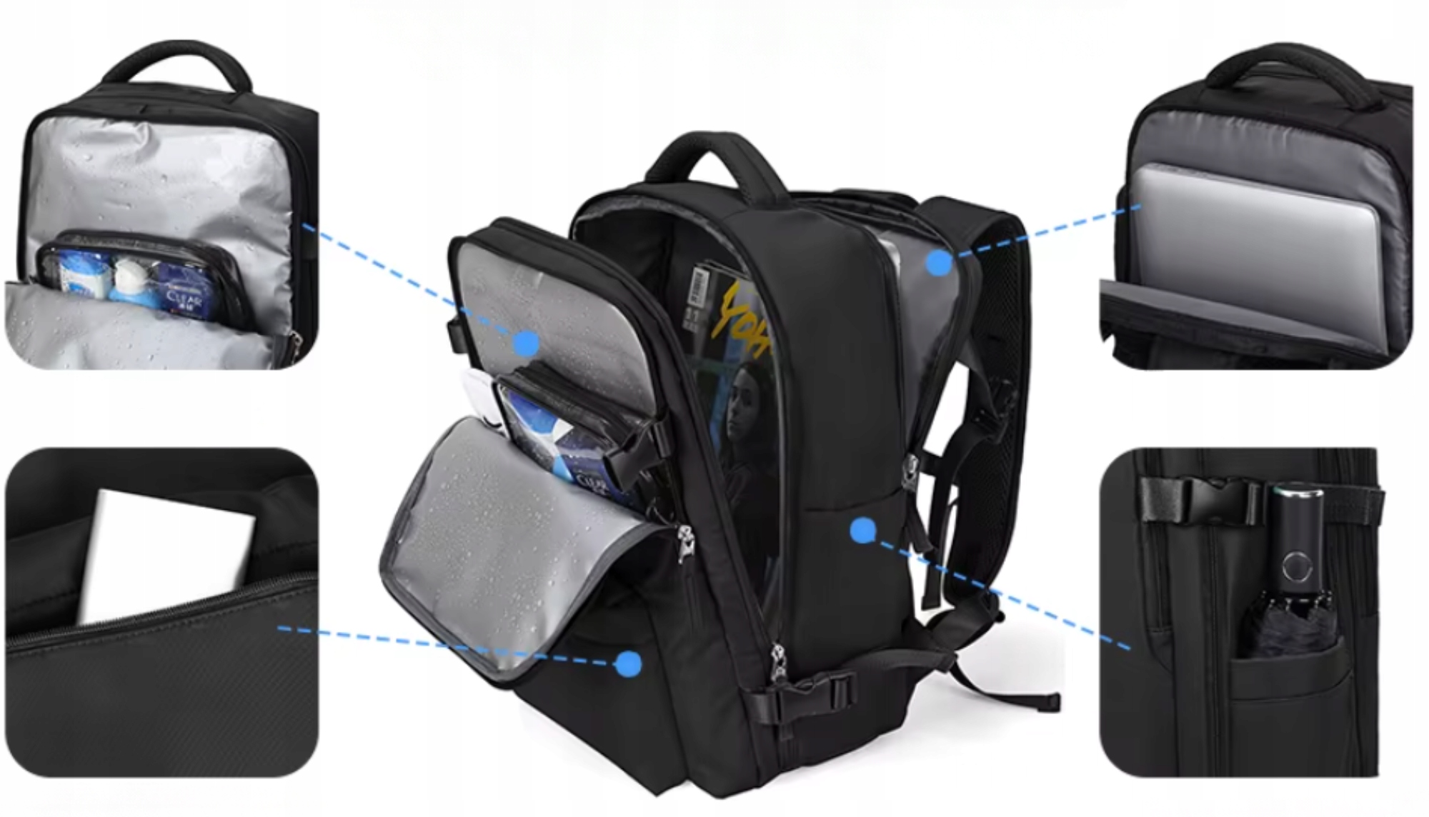 SET 2x Batoh Příruční zavazadlo pro letadlo 45x30x20 LOT USB Taška na boty Výška 45 cm