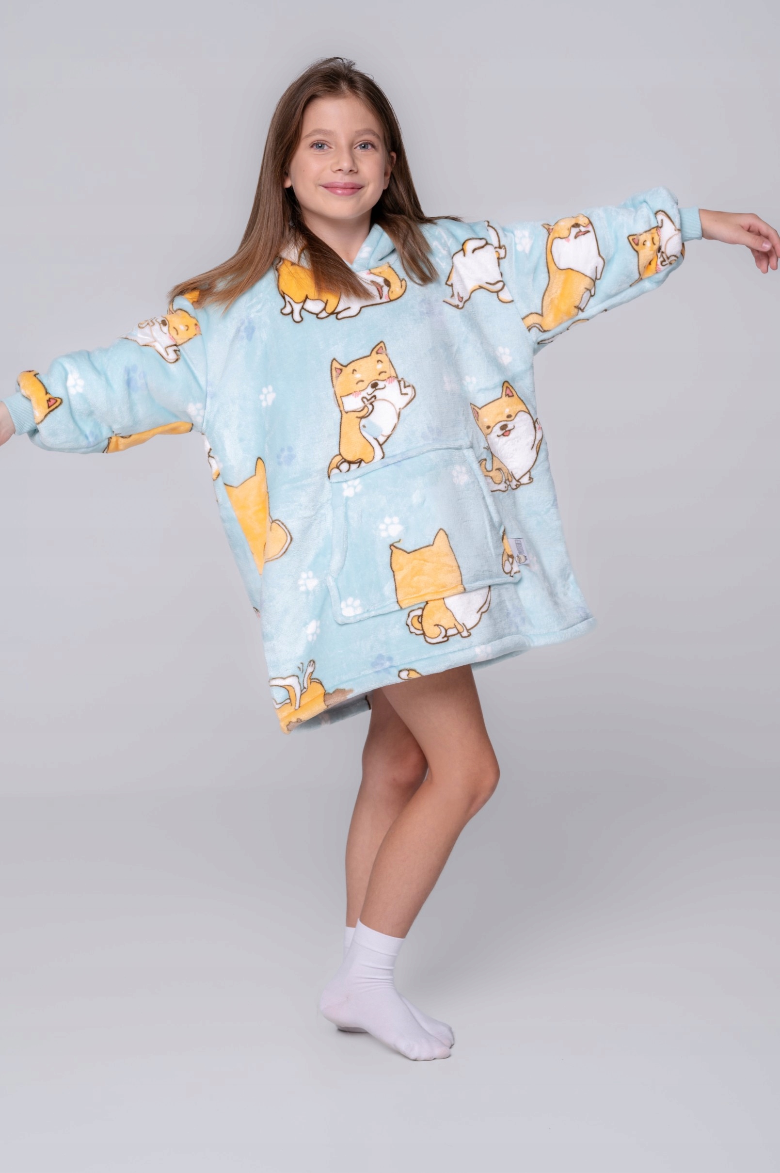 Dětská oversize mikina silná MIKINOVÁ DEKA 2v1 SHIBA DEKA Druh oblékané přes hlavu s kapuci