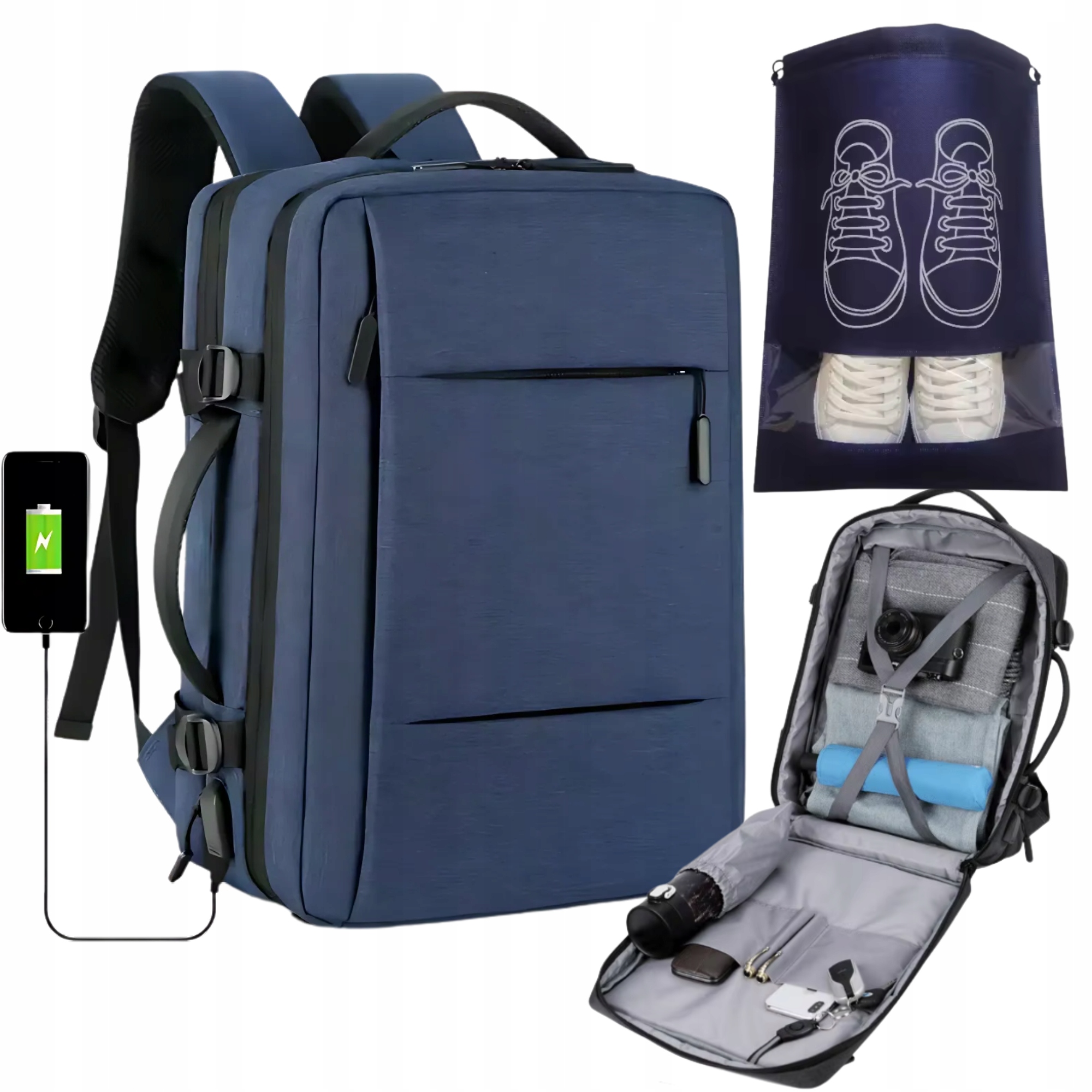 Batoh Příruční zavazadlo pro letadlo 45x30x20 LOT Lufthansa EasyJet USB na botu