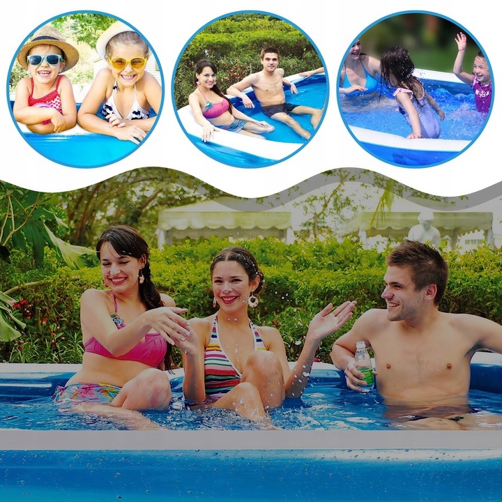 BAZÉN VELKÝ RODINNÝ OBDÉLNÍKOVÝ ZAHRADA TERASA 262 X 175 CM Série DMUCHANY BASEN DO OGRODU TURYSTYCZNY