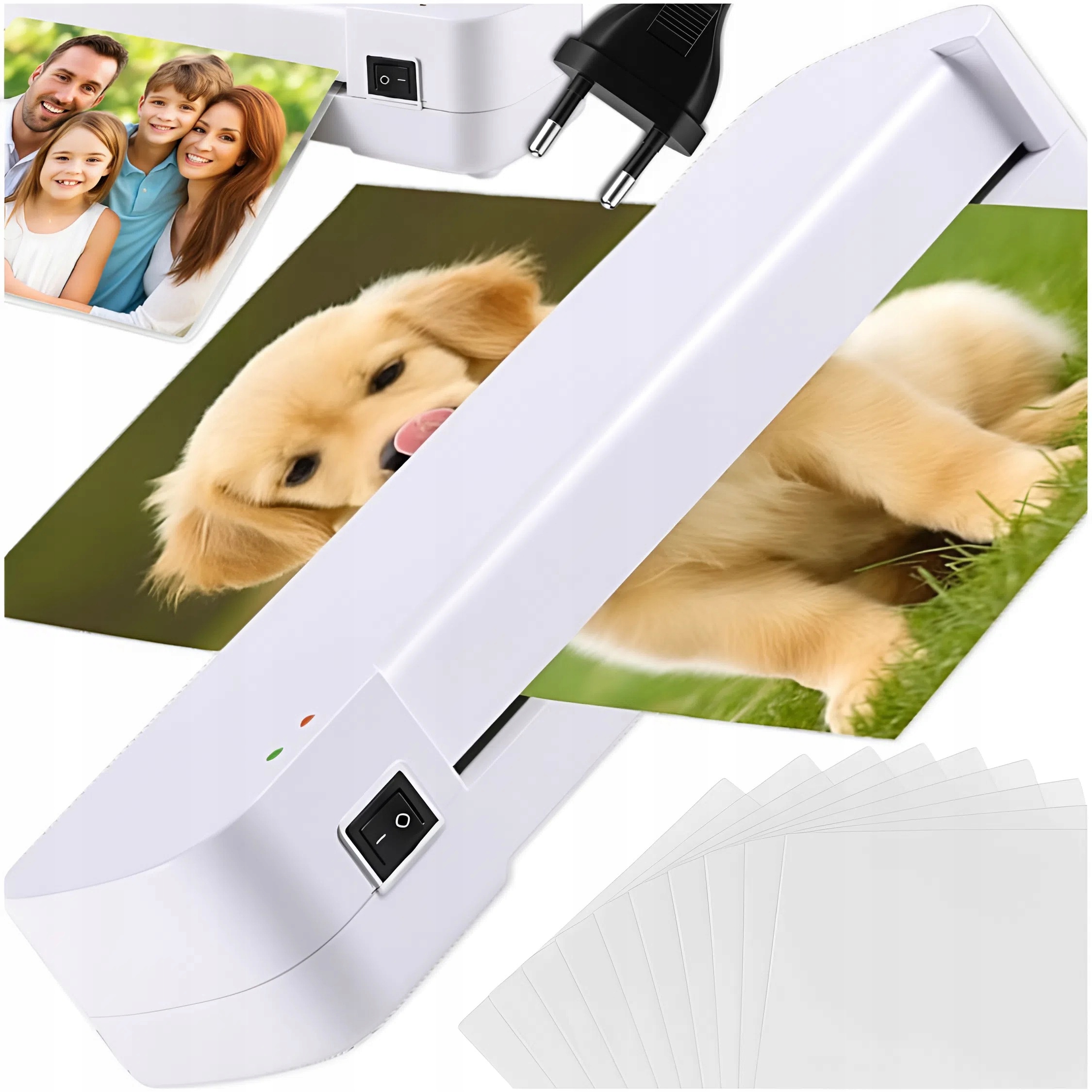 LAMINÁTOR A4 KANCELÁŘSKÝ LAMINÁTOR PRO LAMINOVÁNÍ FOTOGRAFIÍ DOKUMENTŮ + 10x FÓLIE