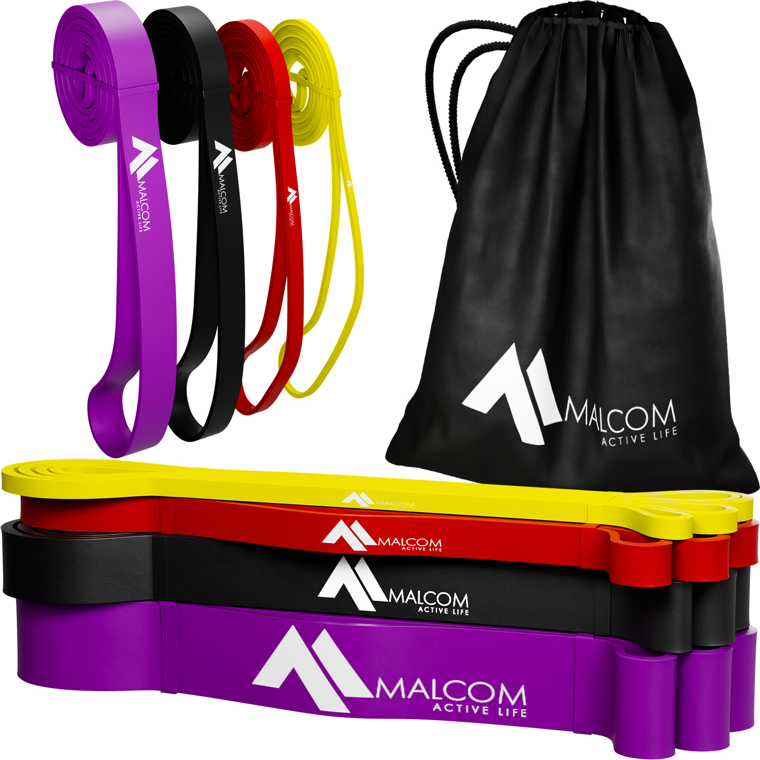 SADA 4 POSILOVACÍCH GUM POWERBAND - ODPOROVÉ GUMY NA CVIČENÍ FITNESS 1KG - 40KG