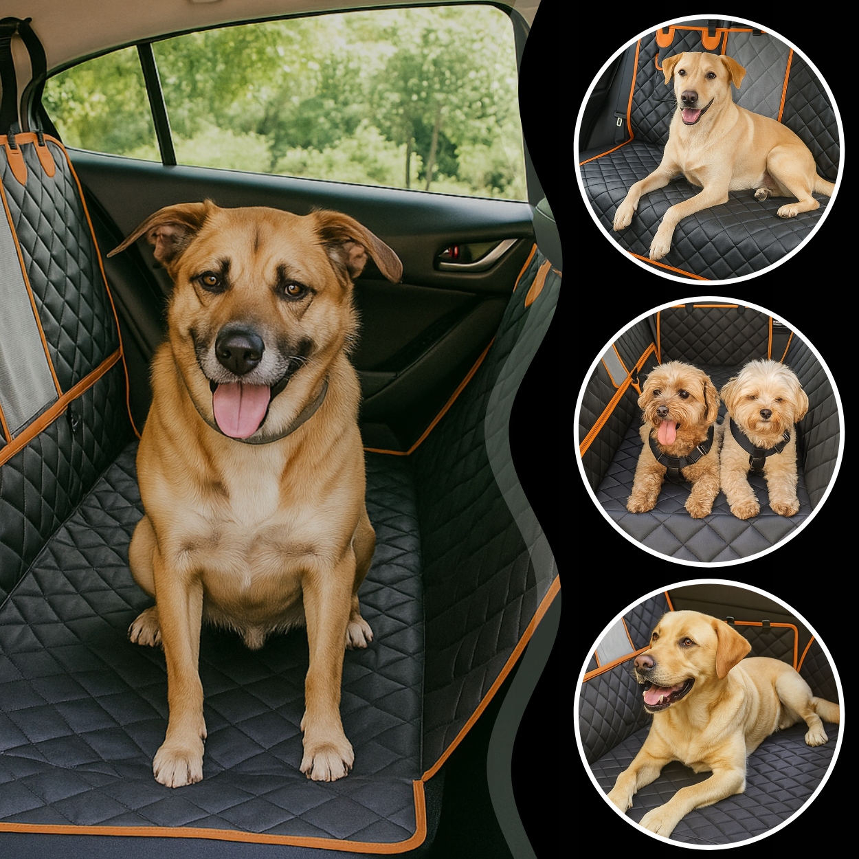 PODLOŽKA PRO PSA DO AUTA POTAH SEDADLA PREMIUM 4V1 VODĚODOLNÁ, PEVNÁ Šířka výrobku 135 cm