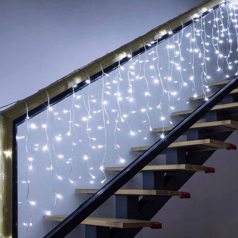 SILNÉ VENKOVNÍ RAMPOUCHY VÁNOČNÍ OSVĚTLENÍ NA STROMEČEK SVĚTELNÝ ZÁVĚS 500LED BÍLÁ STUDENÁ Druh světelný závěs