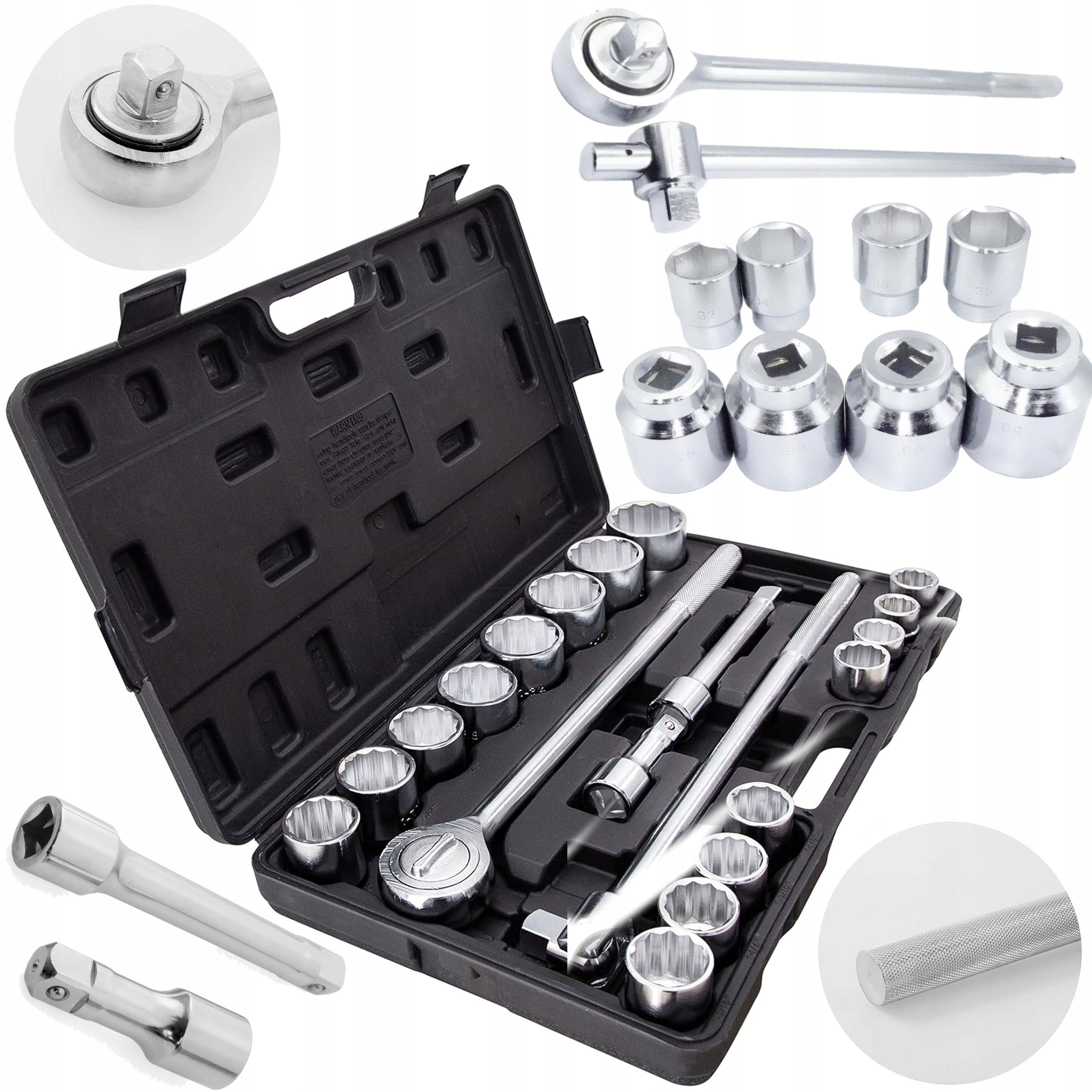 SADA NÁSTRČNÝCH KLÍČŮ NÁSTAVCE 3/4" 12HRANNÉ TIR 19-50MM 21el KUFR