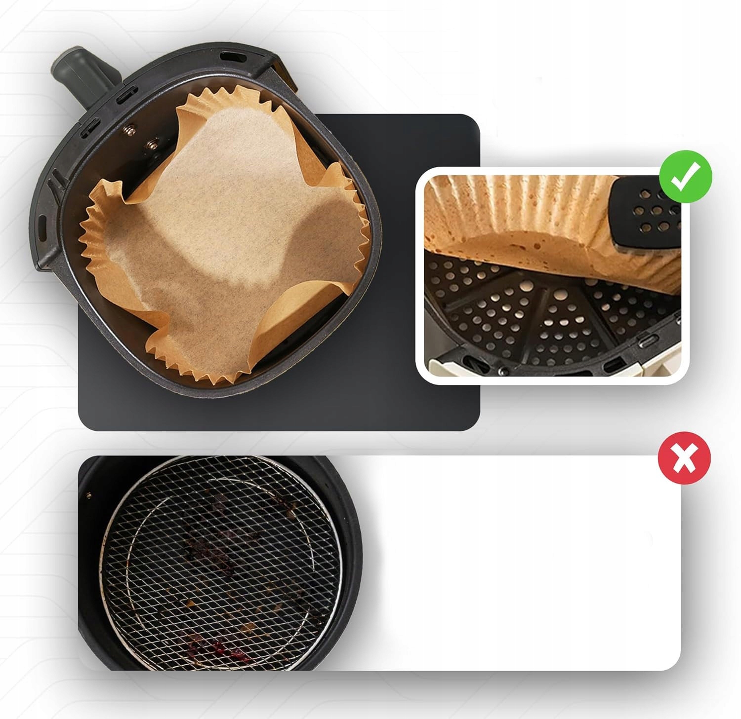 400X ORGANIZÉR AIR FRYER PAPÍROVÉ VLOŽKY DO BEZTUKOVÉ FRITÉZY Kód výrobce mx175 tacki foremki 400szt