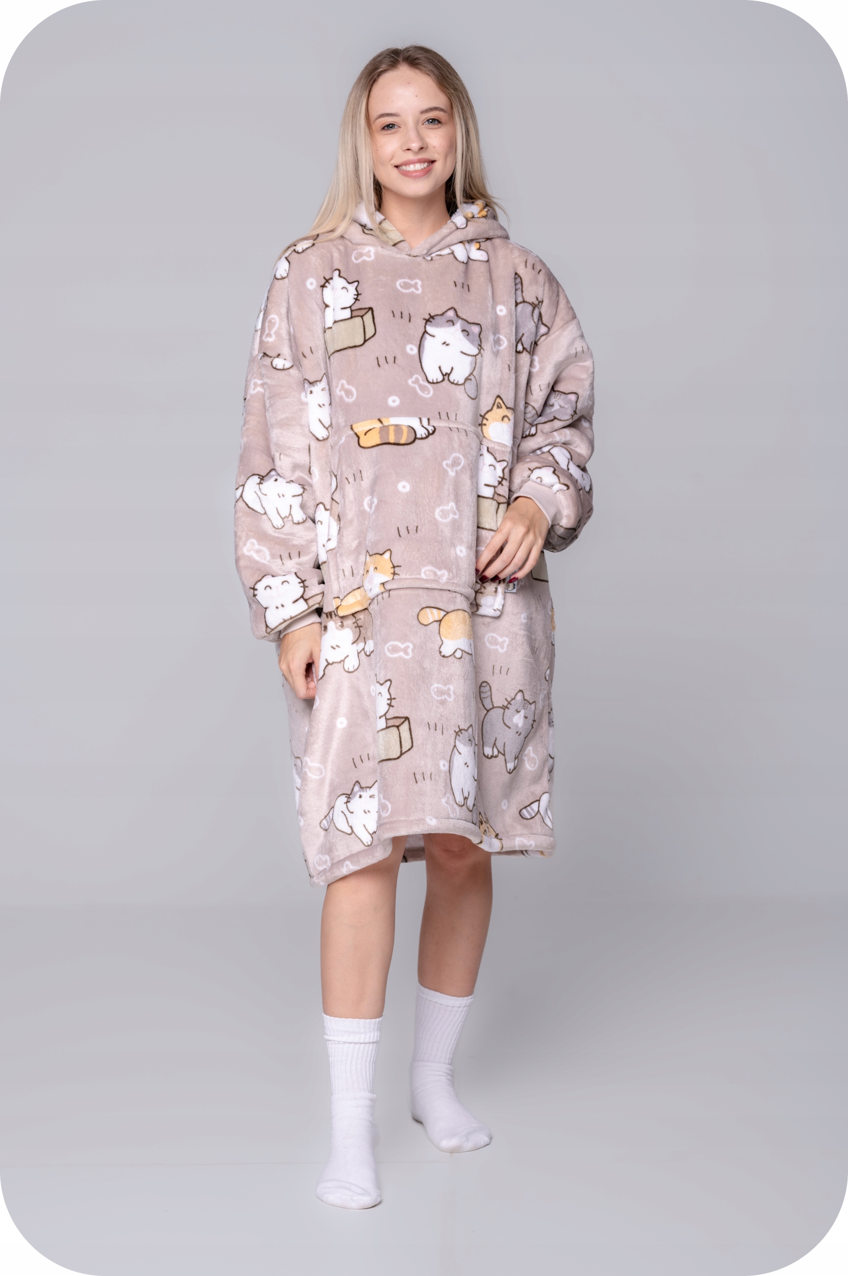 DEKA oversize mikina Tlustá MIKINOVÁ DEKA 2v1 XXL Vzor KOČKY Kožíšek Bluzo Deka Značka žádná značka