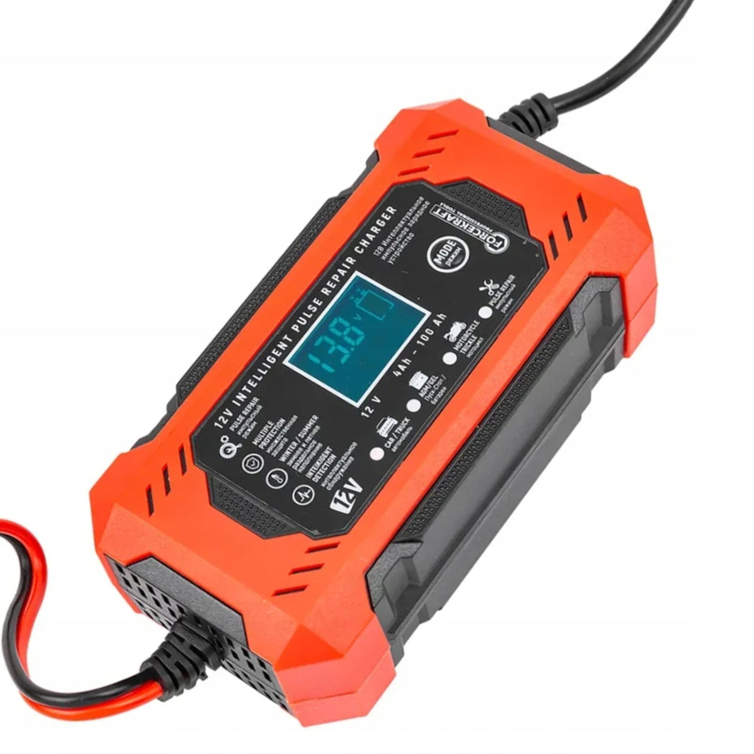 AUTOMATICKÝ INTELIGENTNÍ USMĚRŇOVAČ, NABÍJEČKA AKUMULÁTORU LCD 12V 6A Obsahuje baterie ne