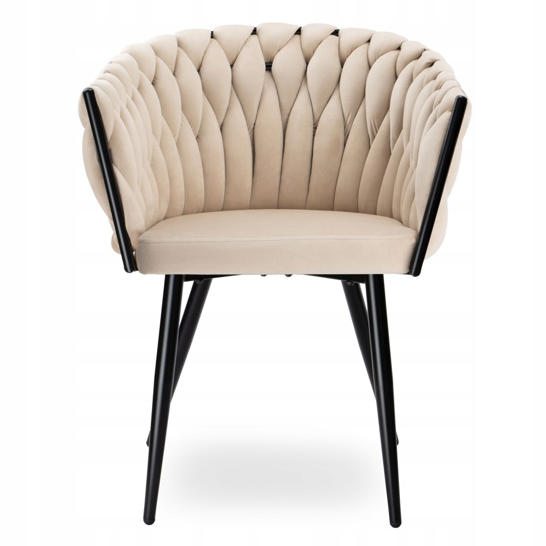 Velurové pletené křeslo COFTON BLACK VELVET, béžová barva Šířka nábytku 60 cm