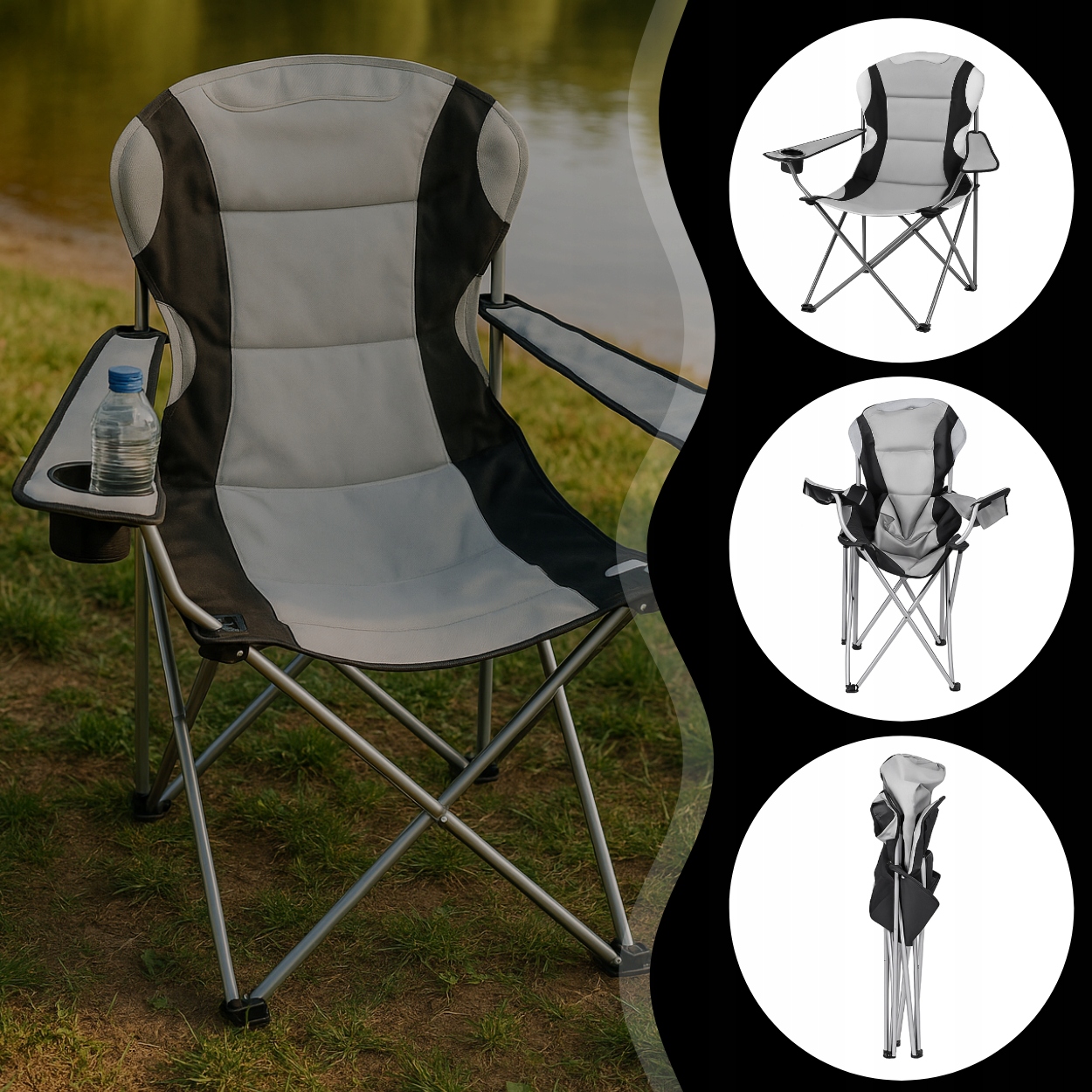 SKLÁDACÍ TURISTICKÉ RYBÁŘSKÉ KŘESLO VELKÉ PRO RYBAŘENÍ A KEMPOVÁNÍ Váha výrobku včetně jednotkového obalu 3.3 kg