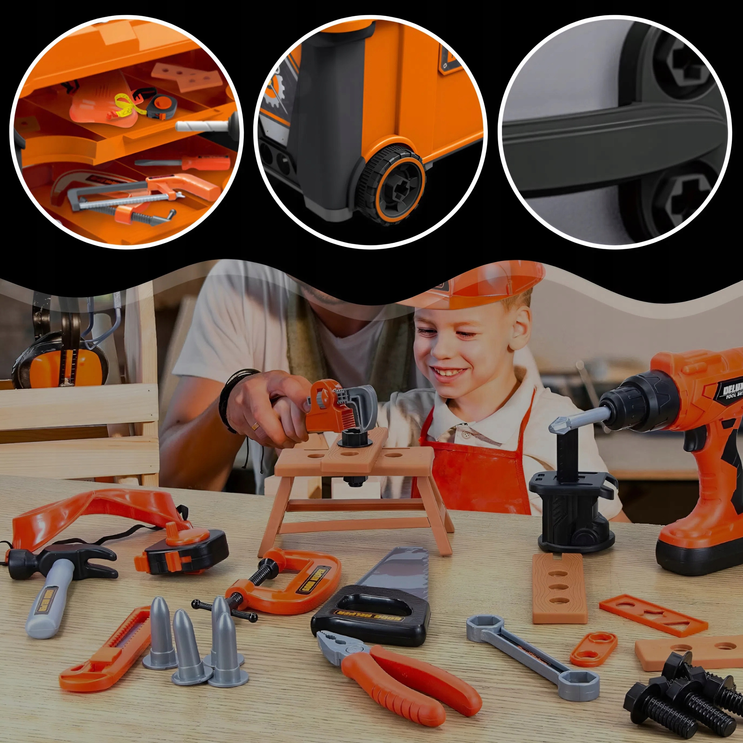 Stavebnice pro kutily, dílna, bedna na HRAČKA pro chlapce Informace o bezpečnosti a shodě výrobku Nevhodné pro děti mladší než je uvedený věk. Používat pod dohledem dospělé osoby. Nevhodné pro děti do 36 měsíců