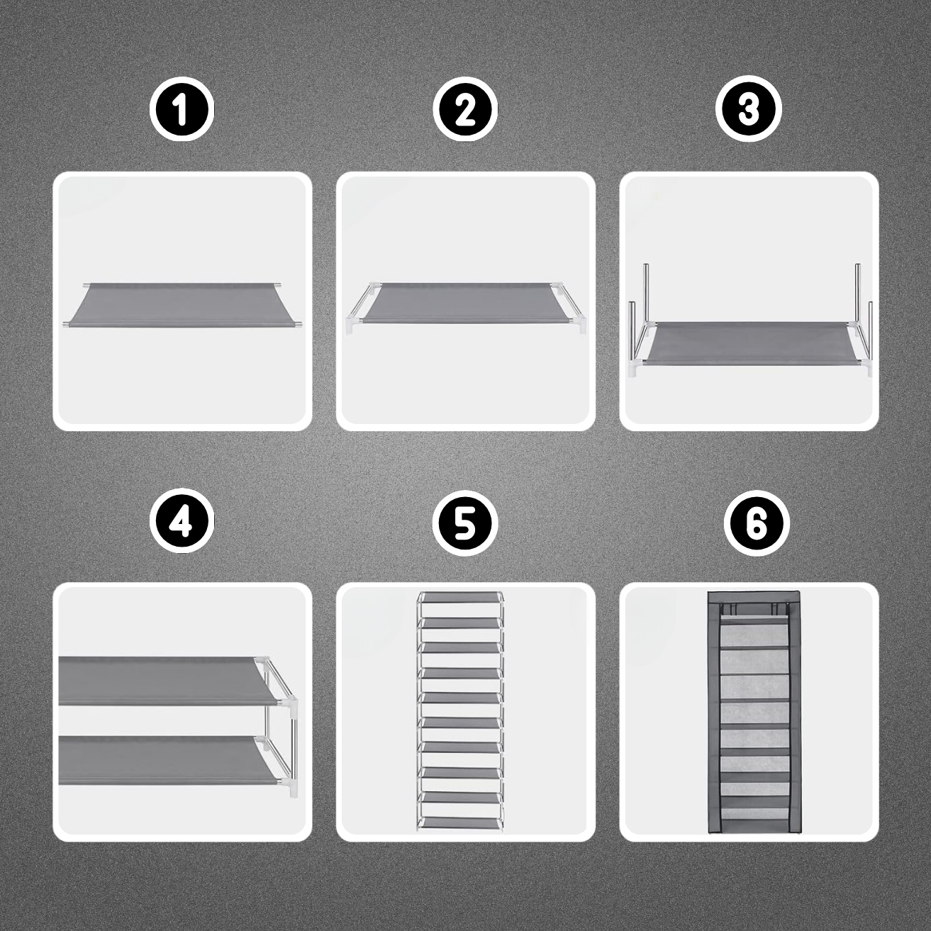 SKŘÍŇ NA BOTY TEXTILNÍ OBUV SKLÁDACÍ POLICE REGÁL PROSTORNÝ XXL Materiál kov