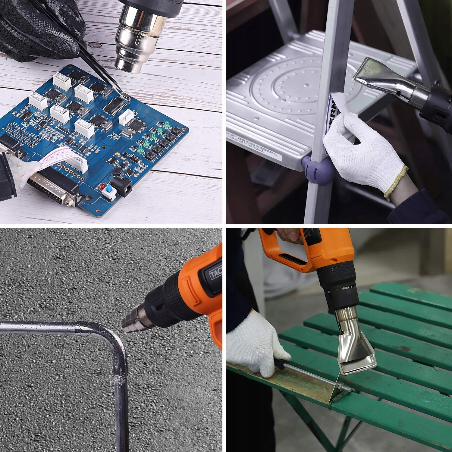 HORKOVZDUŠNÁ PISTOLE S REGULACÍ 2 RYCHLOSTÍ 2000W 350/550C + 4 TRYSKY + ŠKRABKA Série kd10391