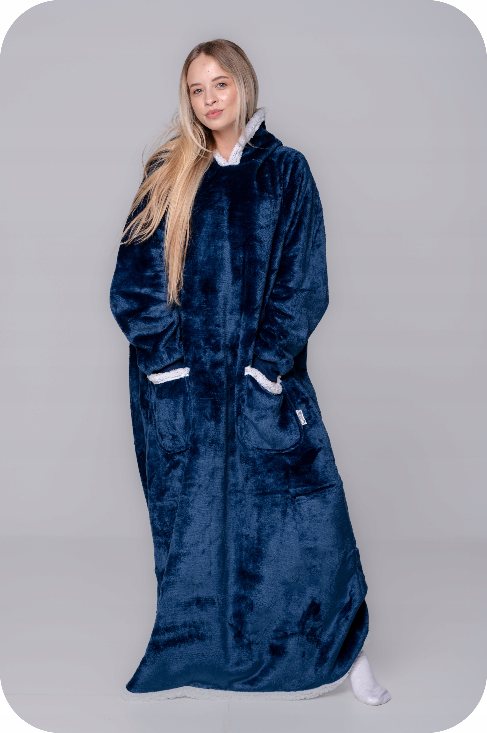 DEKA oversize mikina na kotníky Tlustá MIKINOVÁ DEKA XXL TMAVĚ MODRÁ Kožíšek Kapuce Značka žádná značka