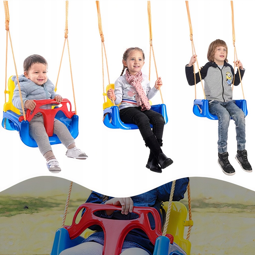 Dětská zahradní houpačka 3v1 Silná pro dům, domácí zahrada s lany 30 kg Šířka výrobku 42 cm