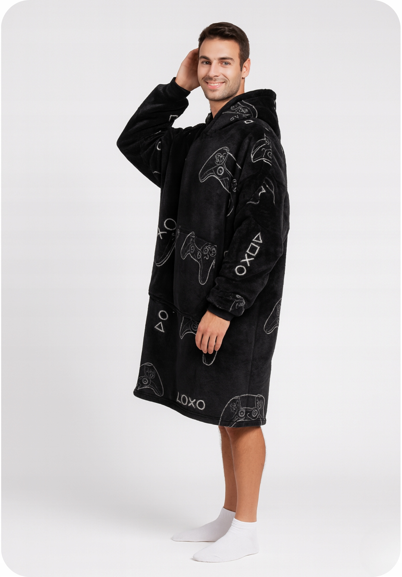 DEKA oversize mikina Tlustá MIKINOVÁ DEKA 2v1 XXL Vzor PADY Kožešina pro hráče Velikost XXL