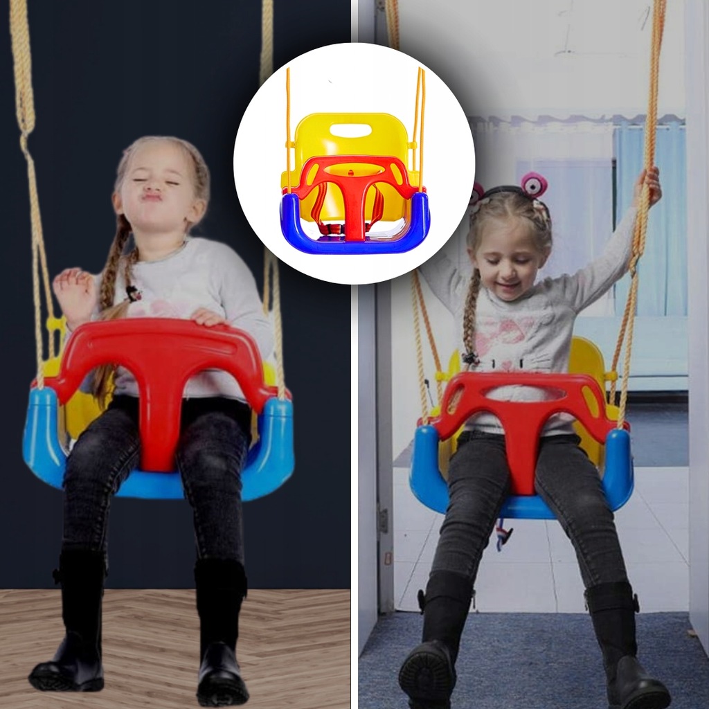 Dětská zahradní houpačka 3v1 Silná pro dům, domácí zahrada s lany 30 kg Licence žádný