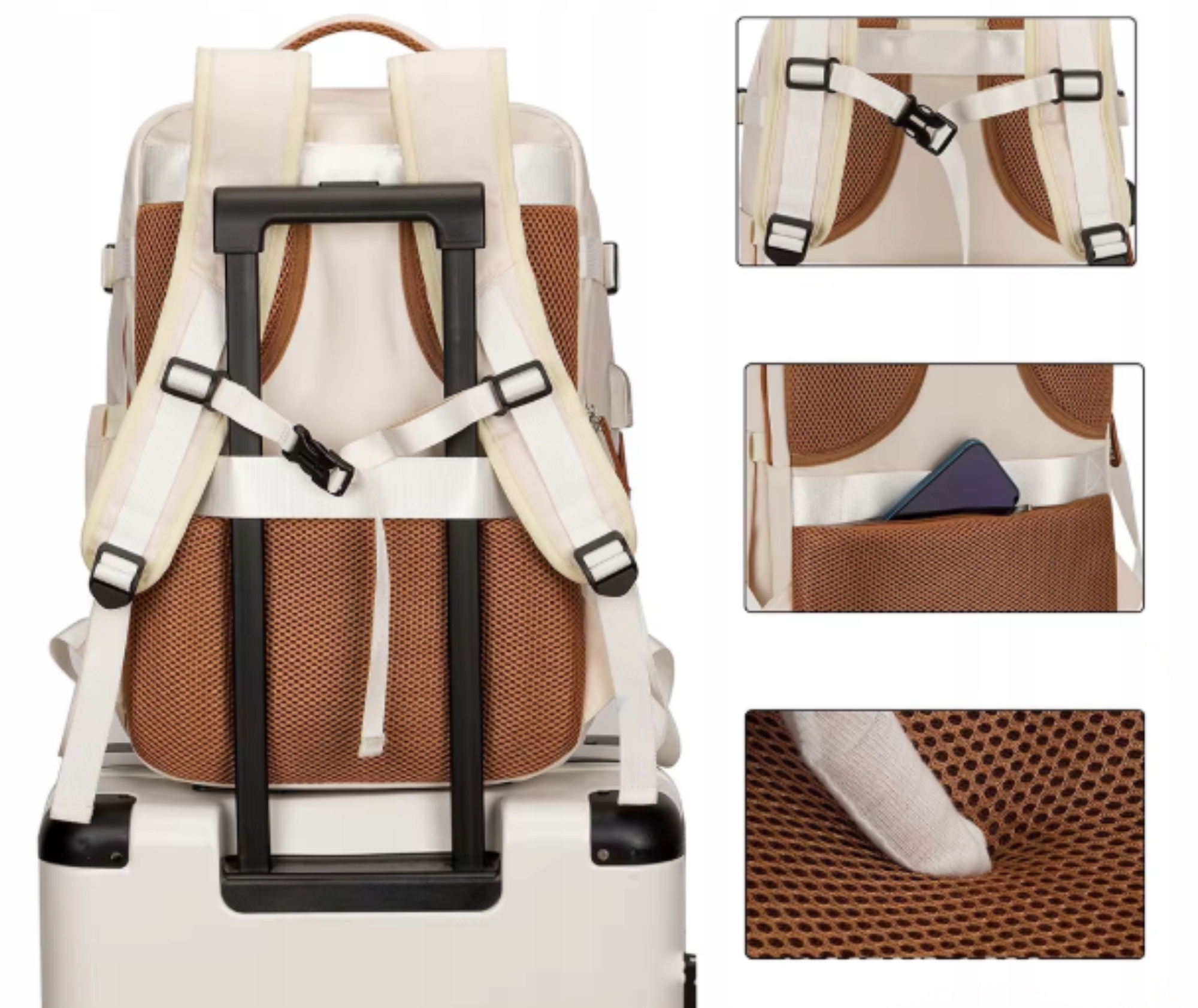 Batoh Příruční zavazadlo pro letadlo 45x30x20 LOT Lufthansa EasyJet USB na botu Šířka (dlouhá strana) 30 cm