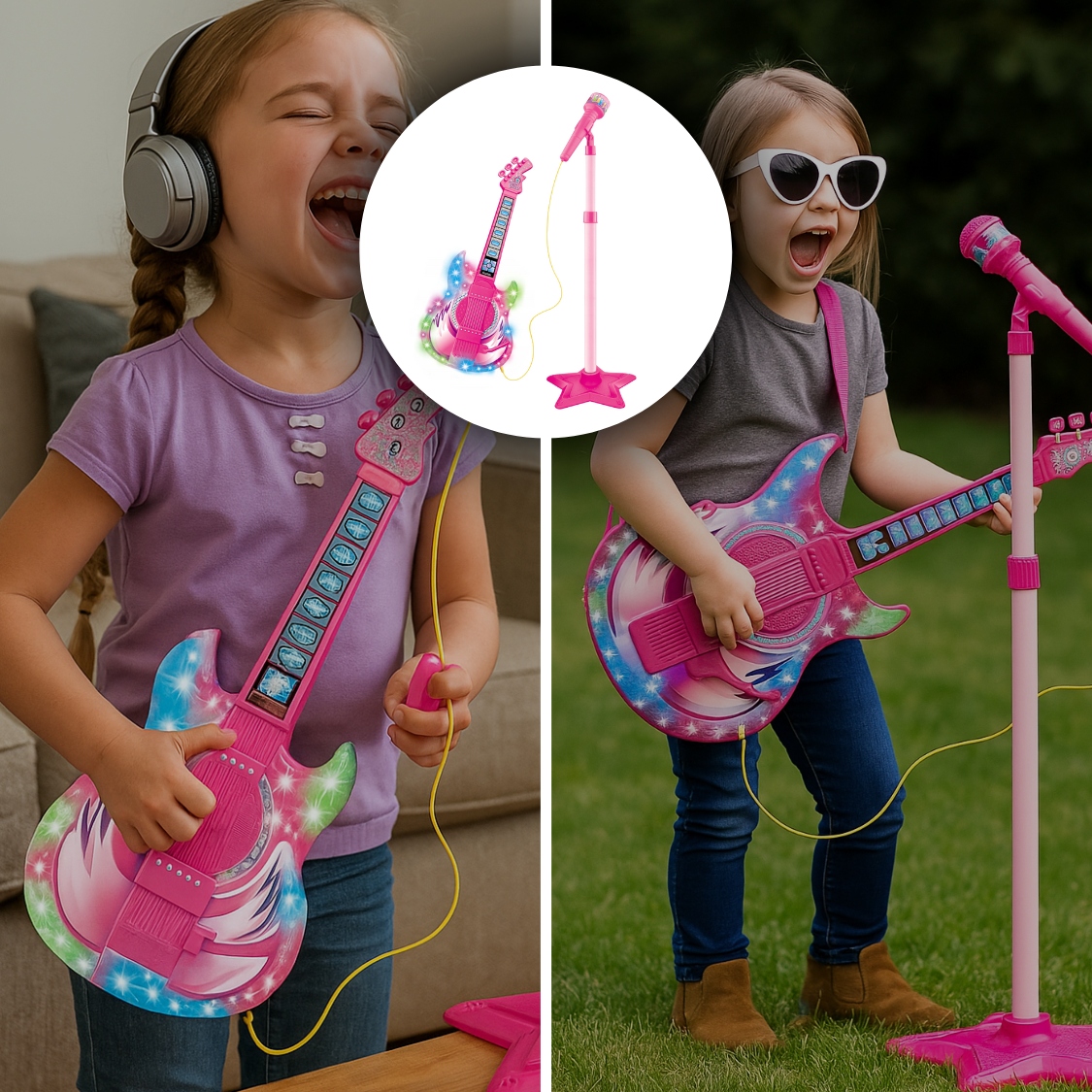 ELEKTRICKÁ KYTARA KARAOKE MIKROFON HRAČKA PRO DĚTI VELKÝ SET Pohlaví dívky
