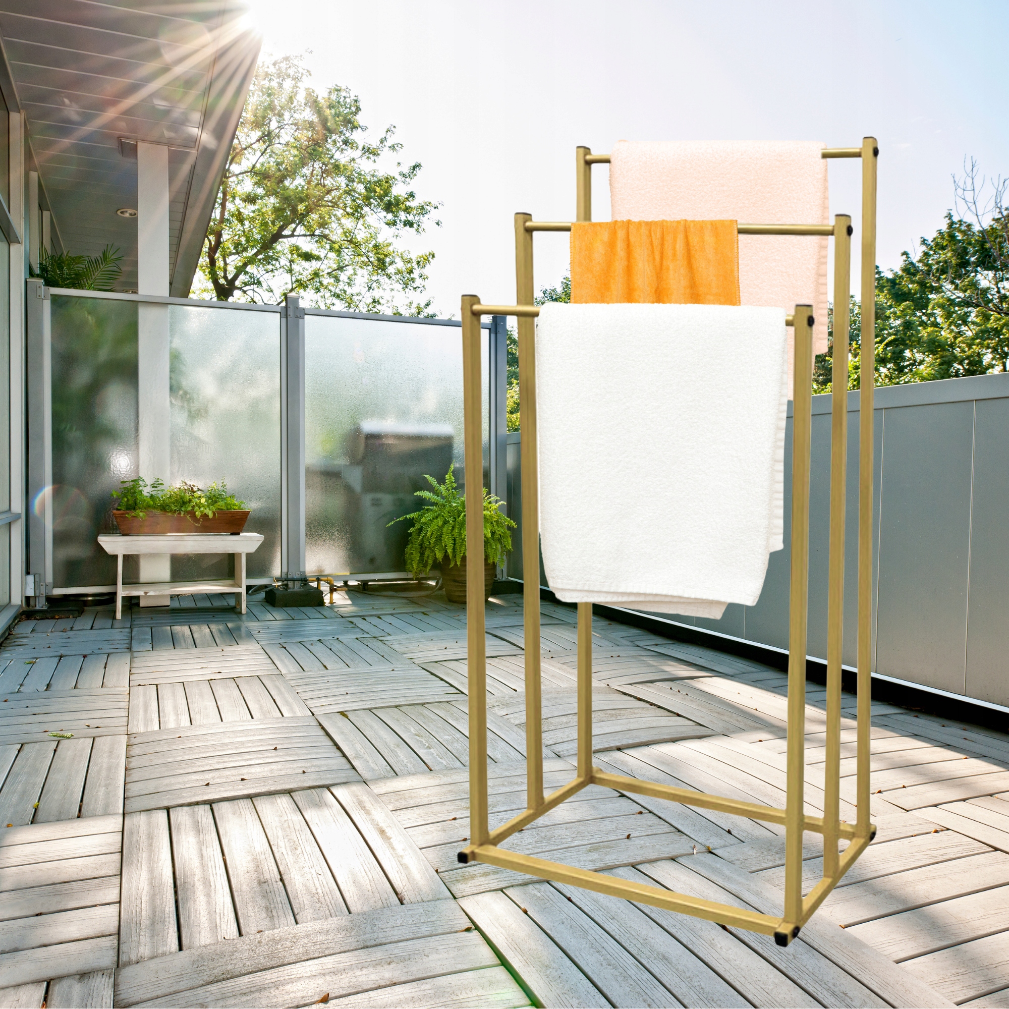 ZLATÝ STOJAN NA RUČNÍKY STOJANOVÝ KOUPELNOVÝ STOJANOVÝ KOVOVÝ LOFT Kód výrobce D-SR2