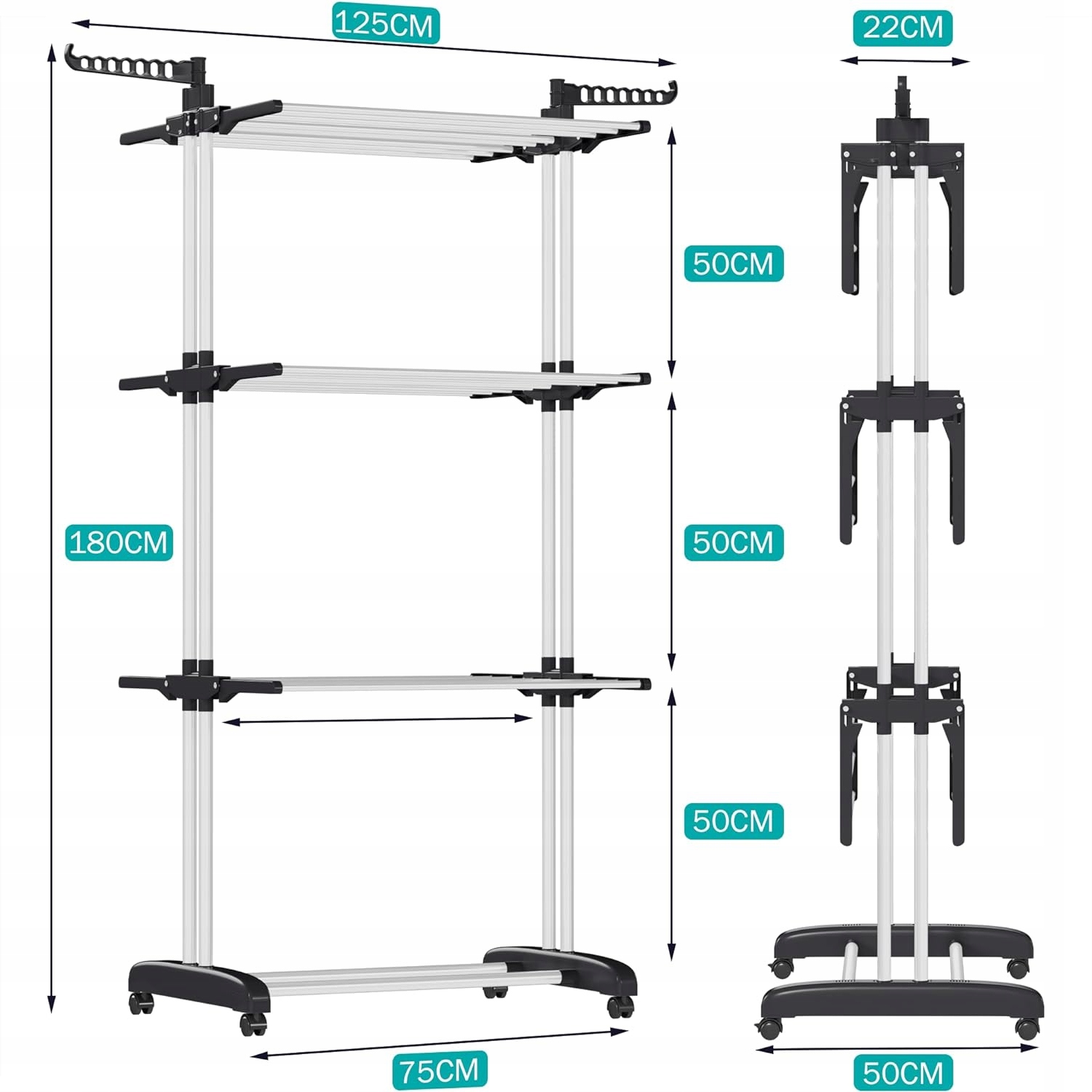 VELKÁ SUŠÁK NA PRÁDLO, STOJANOVÉ KALHOTY, SKLÁDACÍ VĚŠÁK, PEVNÁ, 40 KG Výška 178–178 cm