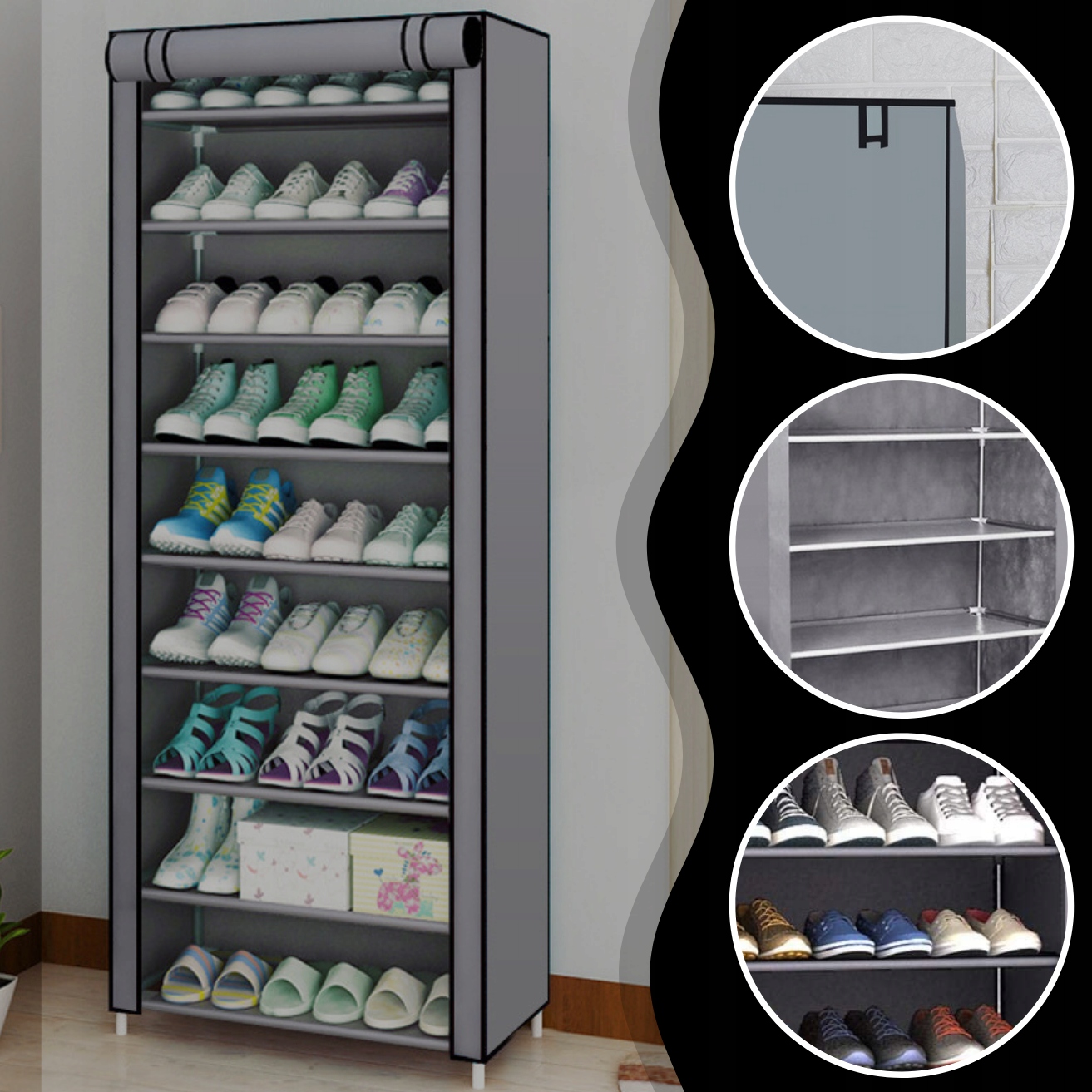 SKŘÍŇ NA BOTY TEXTILNÍ OBUV SKLÁDACÍ POLICE REGÁL PROSTORNÝ XXL EAN (GTIN) 0732856350625