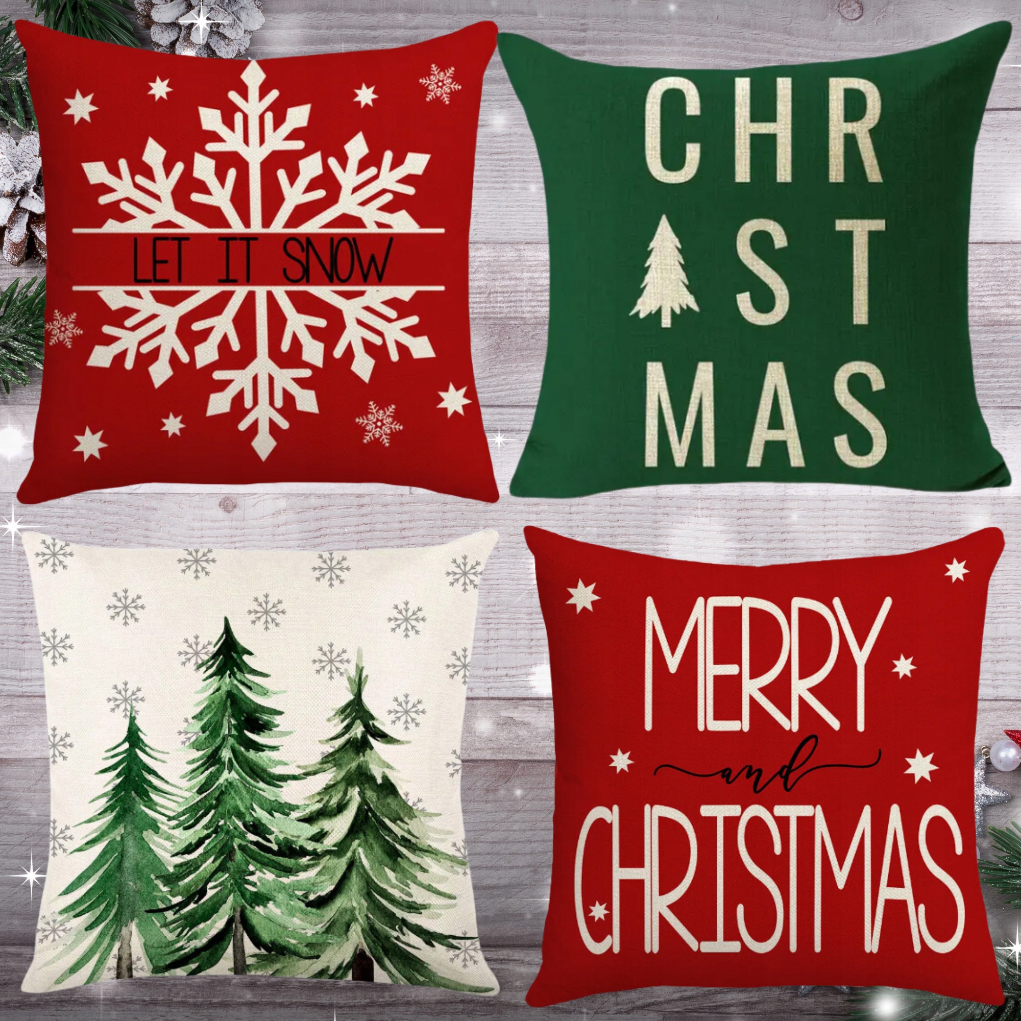 4x SADA POVLAKŮ NA POLŠTÁŘ VÁNOČNÍ POVLEČENÍ Vánoce 45X45 EAN (GTIN) 5904323912338