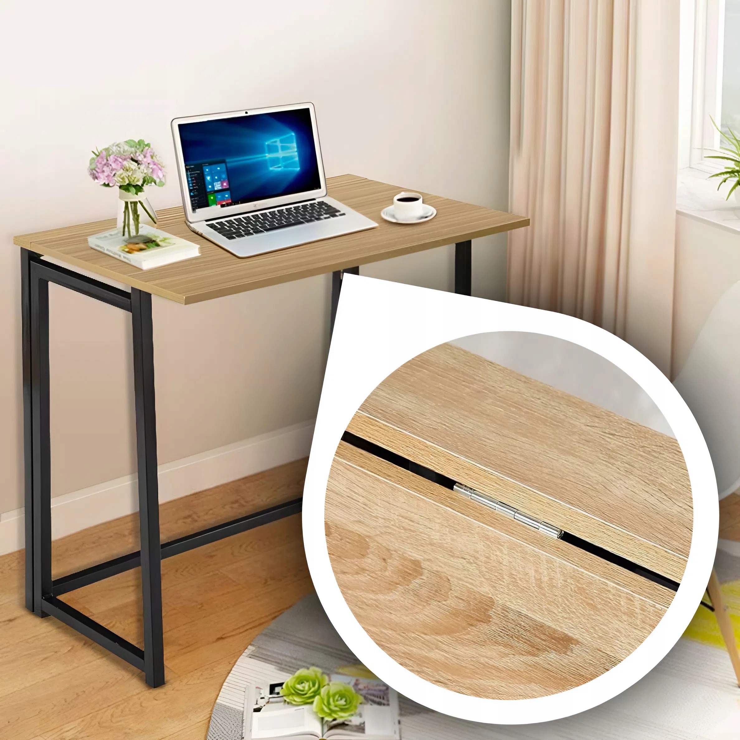 SKLÁDACÍ STŮL DO POKOJE, HNĚDÝ, MODERNÍ POČÍTAČOVÝ STŮL, UNIVERZÁLNÍ Barva přední strany přírodní dub
